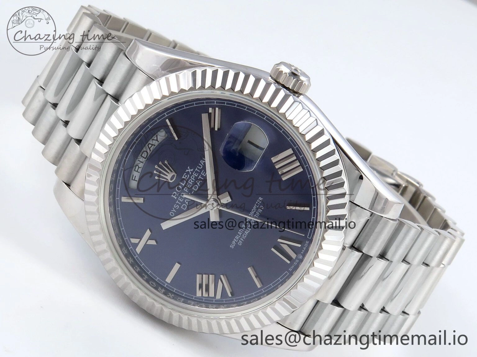 Trendy Day Date 40 SS 228239 KF 1:1 Best Edition Blue Roman Dial on President Bracelet VR3255 (Gain Weight) 824