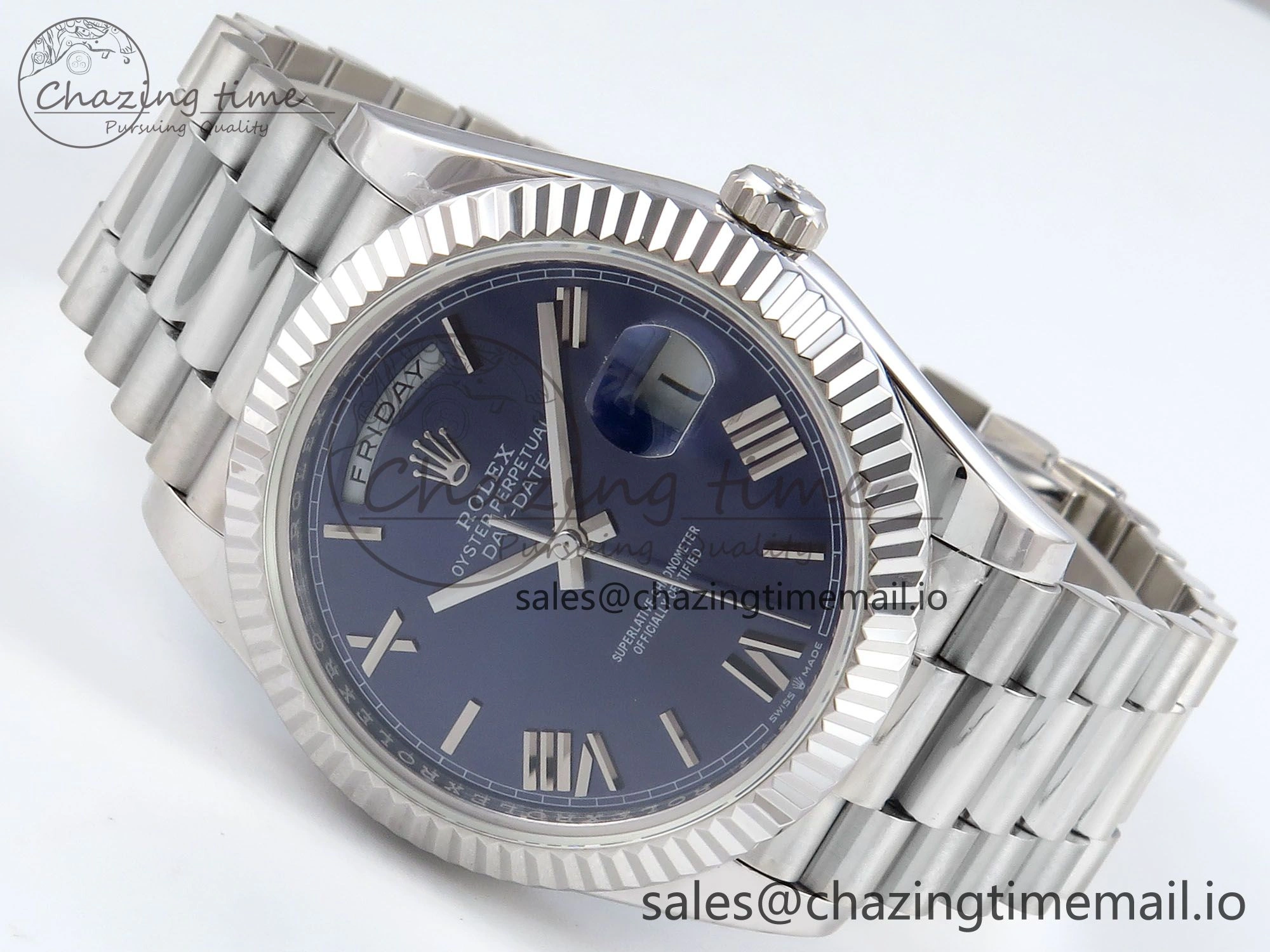 Trendy Day Date 40 SS 228239 KF 1:1 Best Edition Blue Roman Dial on President Bracelet VR3255 (Gain Weight) 824