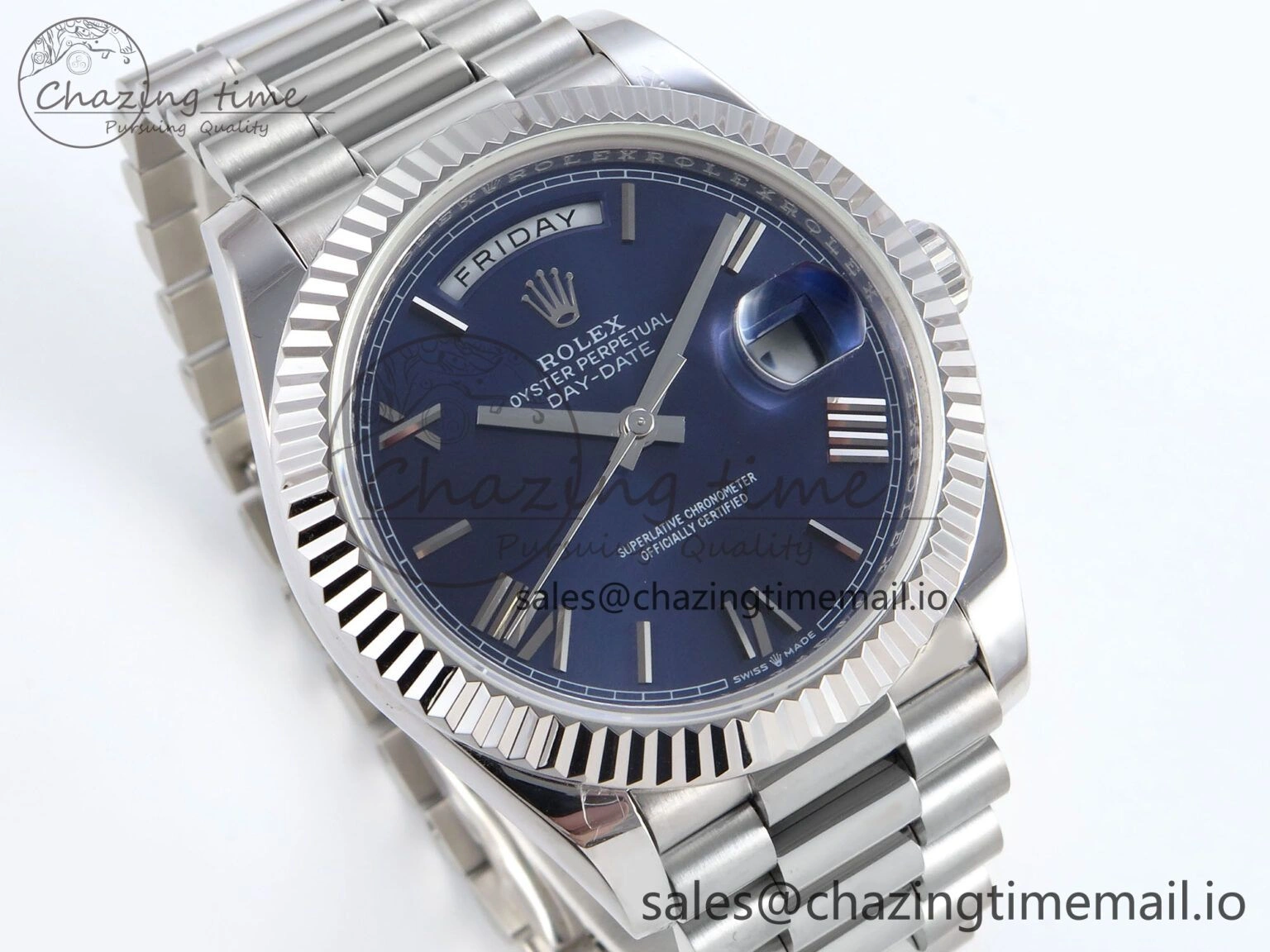 Trendy Day Date 40 SS 228239 KF 1:1 Best Edition Blue Roman Dial on President Bracelet VR3255 (Gain Weight) 824