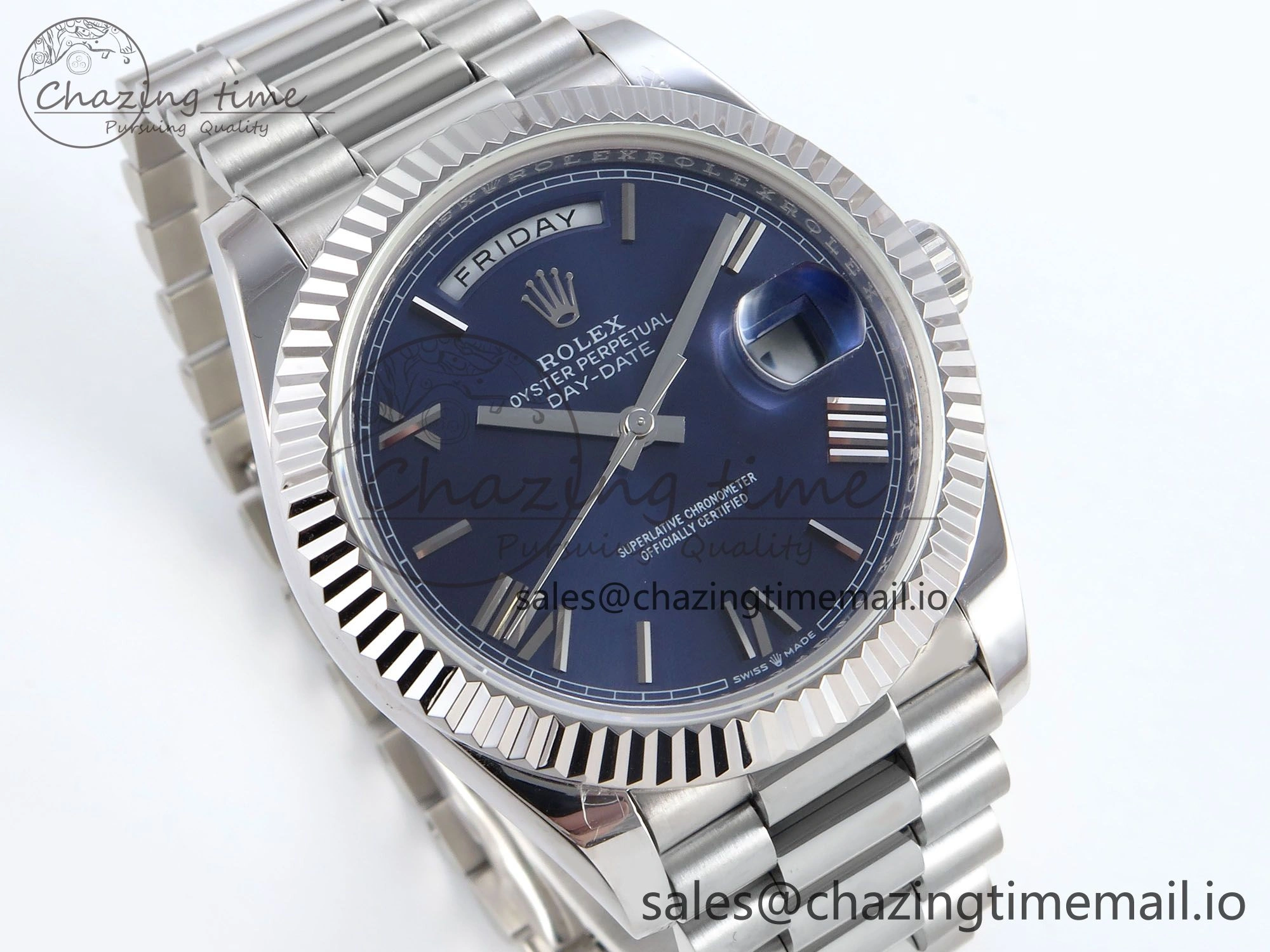 Trendy Day Date 40 SS 228239 KF 1:1 Best Edition Blue Roman Dial on President Bracelet VR3255 (Gain Weight) 824