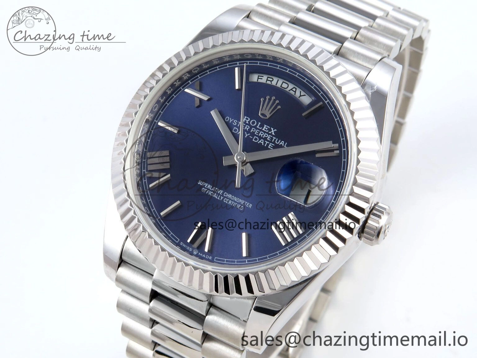 Trendy Day Date 40 SS 228239 KF 1:1 Best Edition Blue Roman Dial on President Bracelet VR3255 (Gain Weight) 824