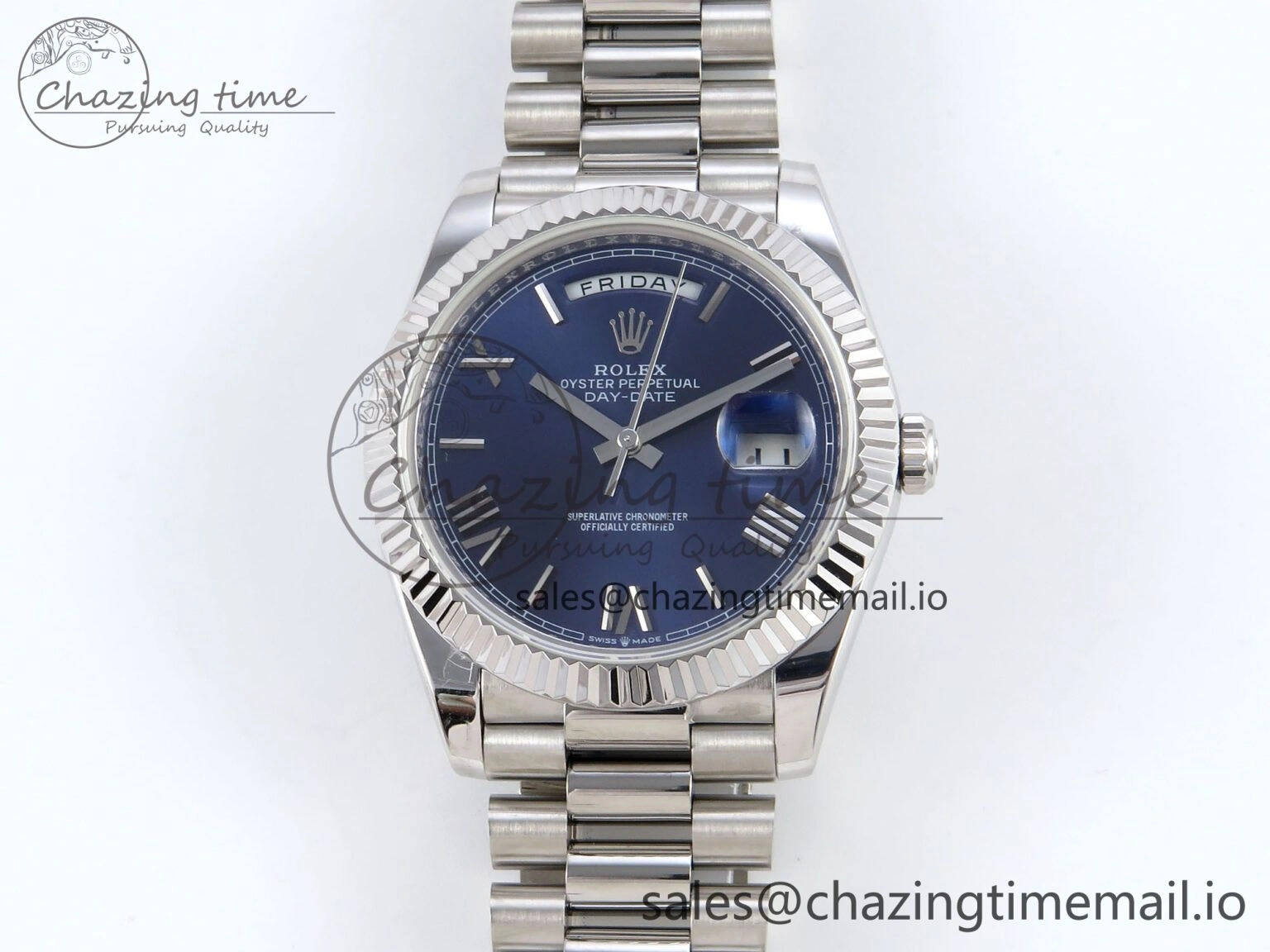Trendy Day Date 40 SS 228239 KF 1:1 Best Edition Blue Roman Dial on President Bracelet VR3255 (Gain Weight) 824