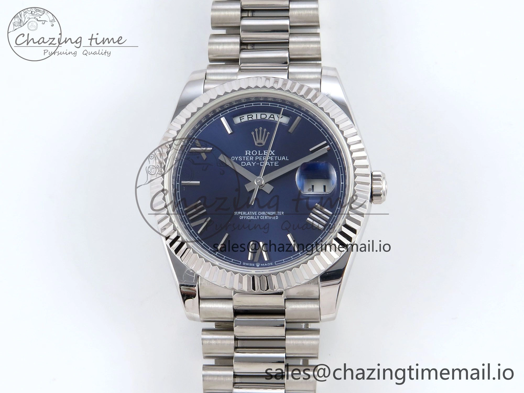 Trendy Day Date 40 SS 228239 KF 1:1 Best Edition Blue Roman Dial on President Bracelet VR3255 (Gain Weight) 824