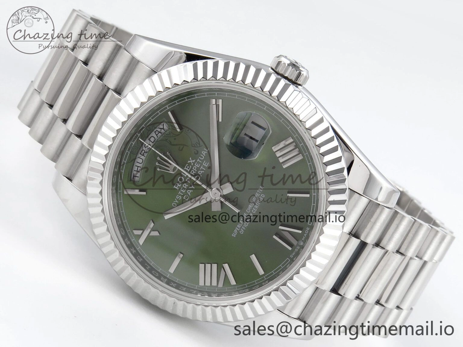 WaterResistant Day Date 40 SS 228239 KF 1:1 Best Edition Green Roman Dial on President Bracelet VR3255 (Gain Weight) 826