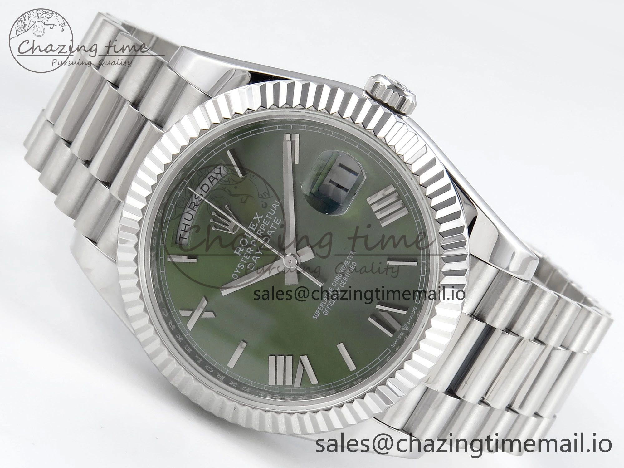 WaterResistant Day Date 40 SS 228239 KF 1:1 Best Edition Green Roman Dial on President Bracelet VR3255 (Gain Weight) 826