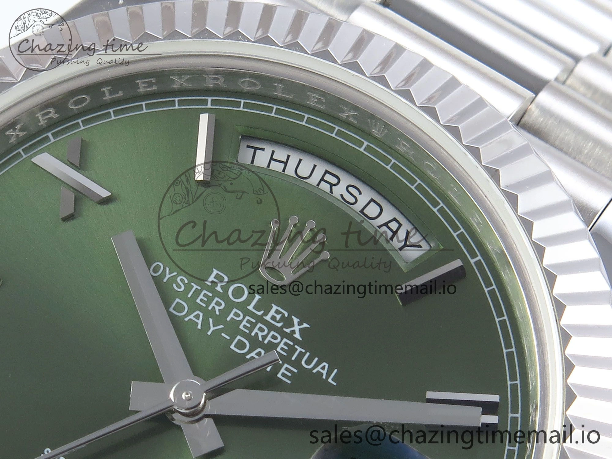 WaterResistant Day Date 40 SS 228239 KF 1:1 Best Edition Green Roman Dial on President Bracelet VR3255 (Gain Weight) 826