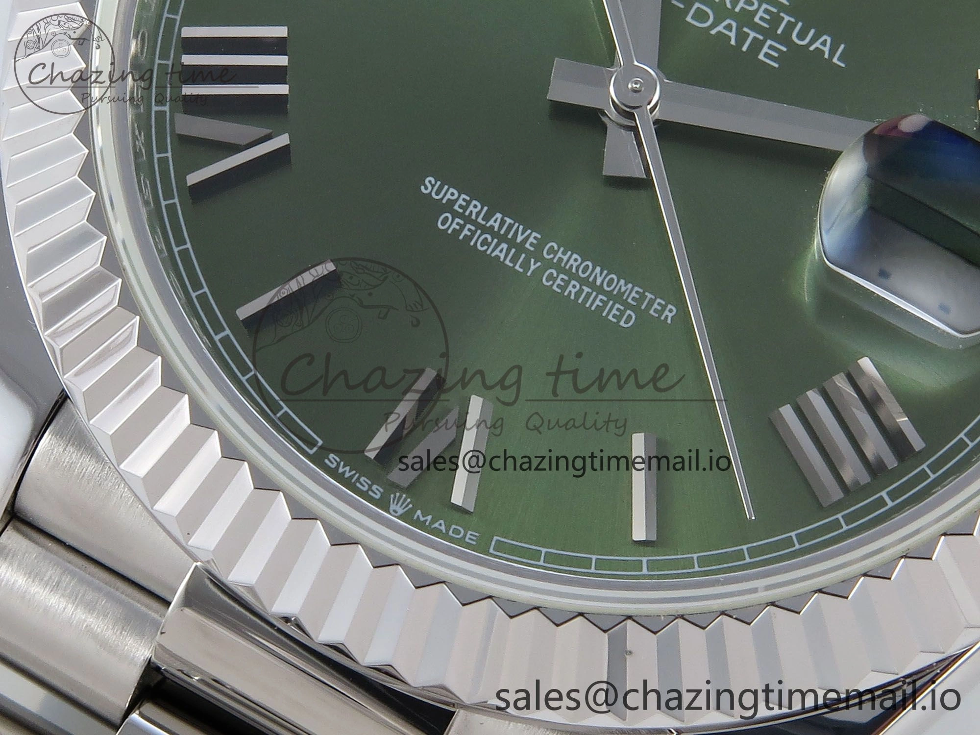 WaterResistant Day Date 40 SS 228239 KF 1:1 Best Edition Green Roman Dial on President Bracelet VR3255 (Gain Weight) 826