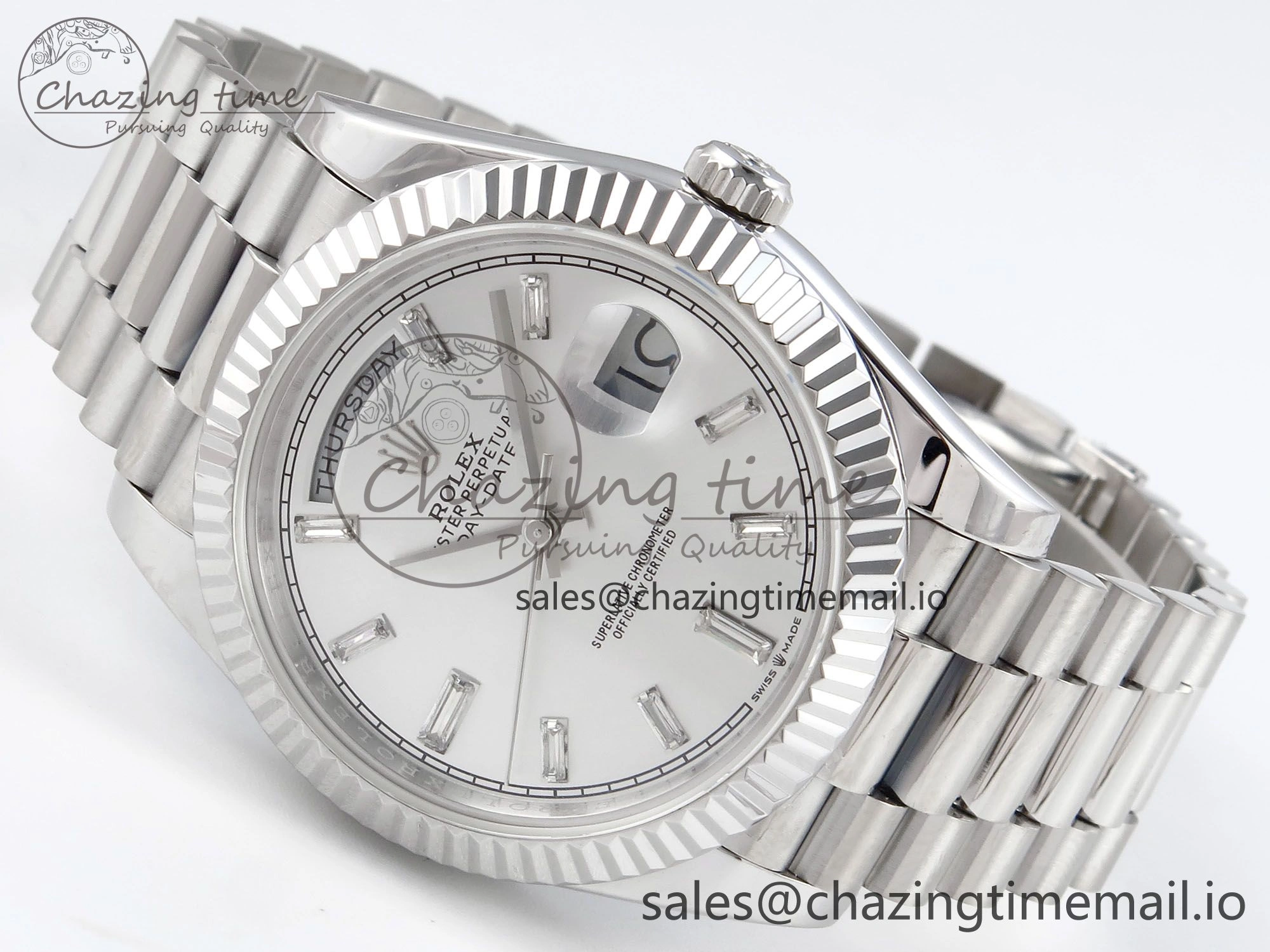 Day Date 40 SS 228239 KF 1:1 Best Edition Silver Crystal Dial on President Bracelet VR3255 (Gain Weight) BestValue 828