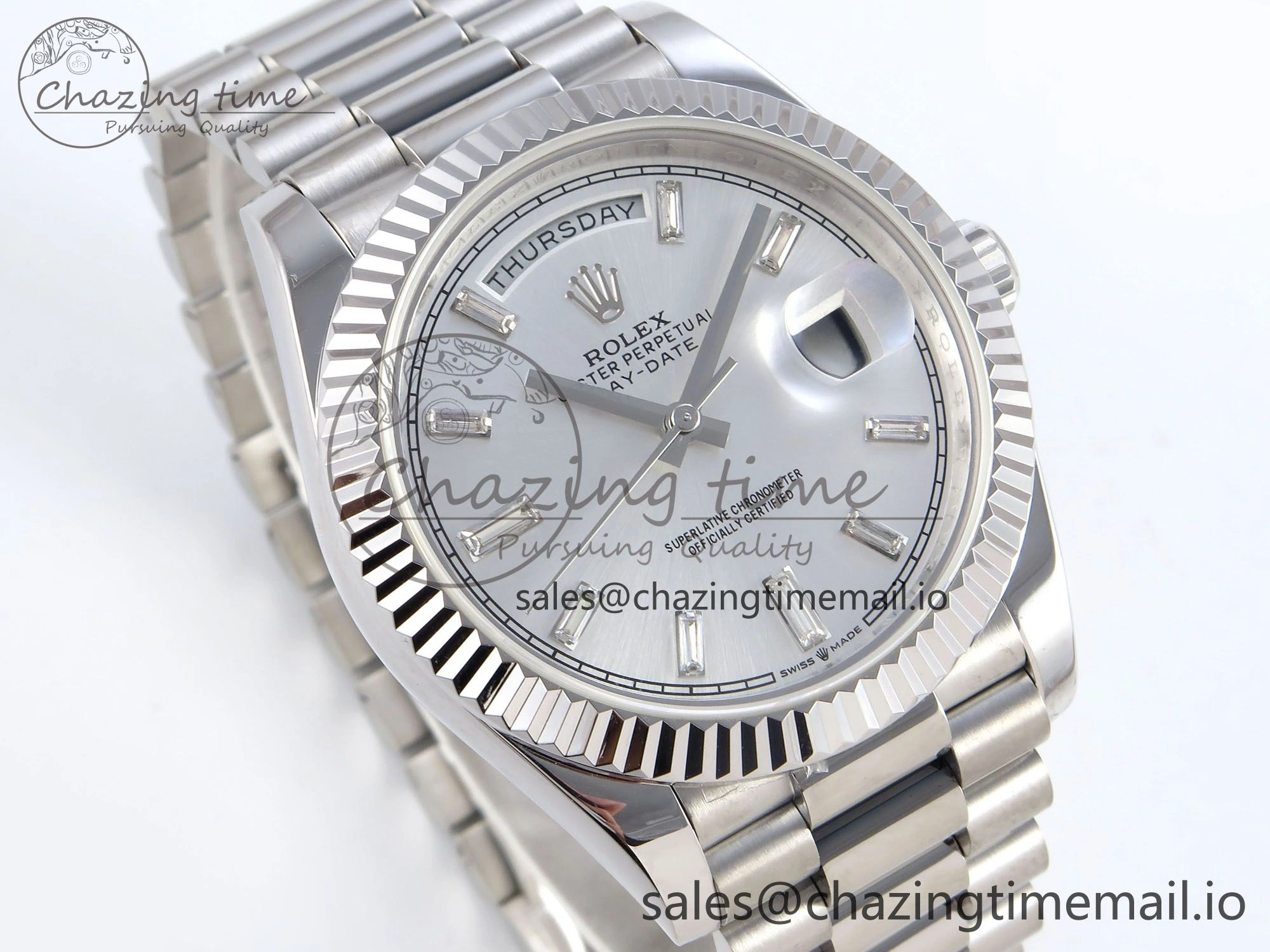 Day Date 40 SS 228239 KF 1:1 Best Edition Silver Crystal Dial on President Bracelet VR3255 (Gain Weight) BestValue 828