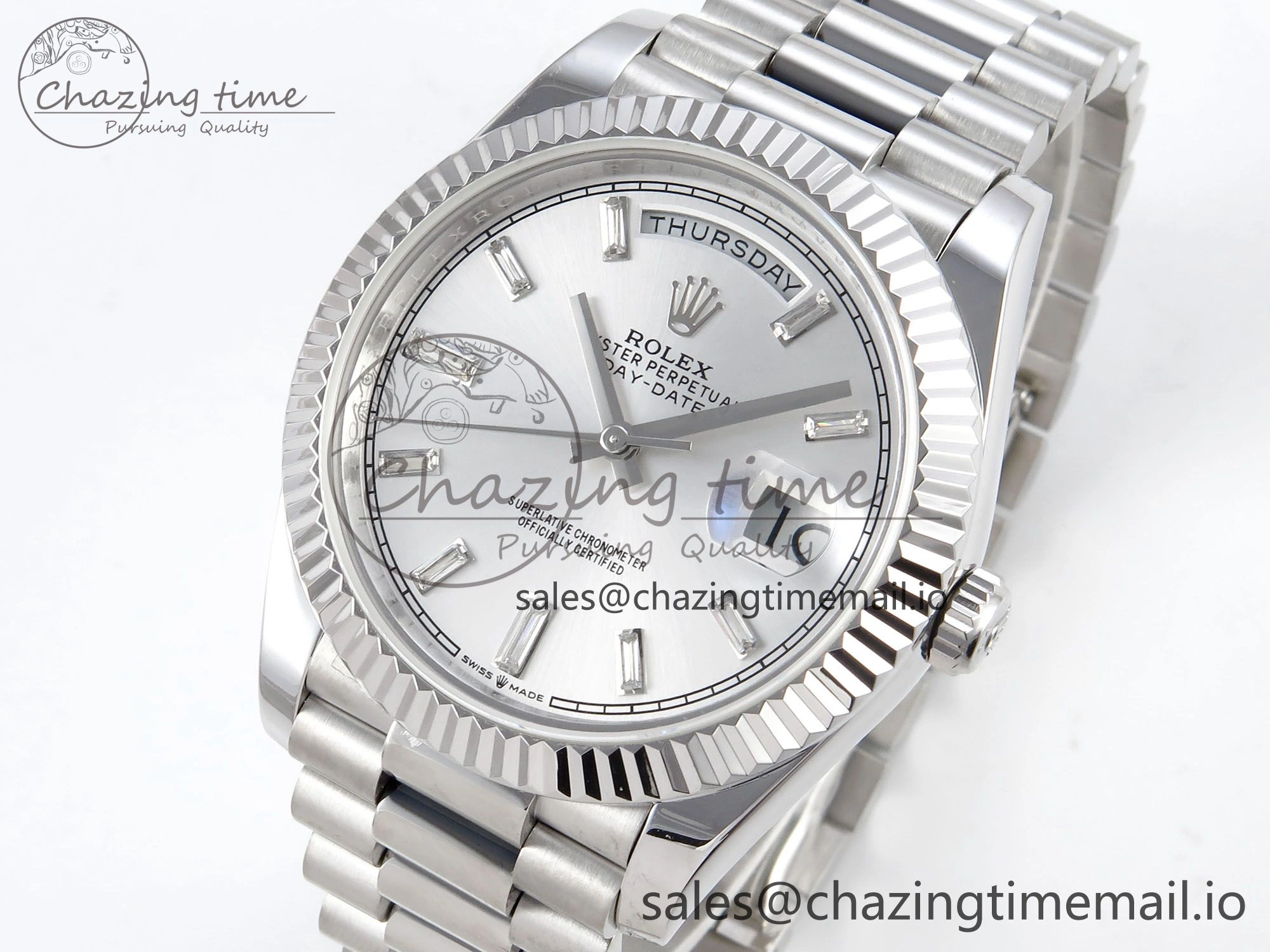 Day Date 40 SS 228239 KF 1:1 Best Edition Silver Crystal Dial on President Bracelet VR3255 (Gain Weight) BestValue 828