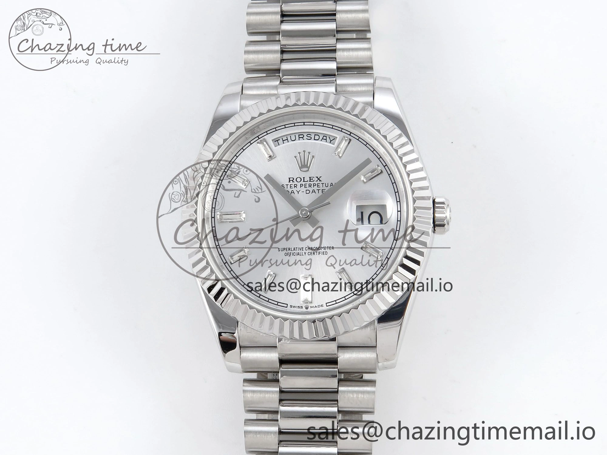 Day Date 40 SS 228239 KF 1:1 Best Edition Silver Crystal Dial on President Bracelet VR3255 (Gain Weight) BestValue 828