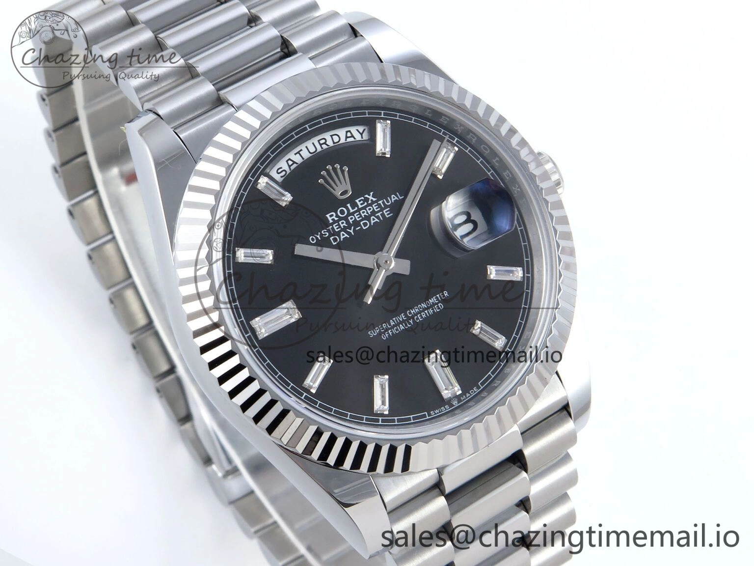 Soft Day Date 40 SS 228239 Noob 1:1 Best Edition Black Crystal Dial on President Bracelet A2836 (Gain Weight) 807