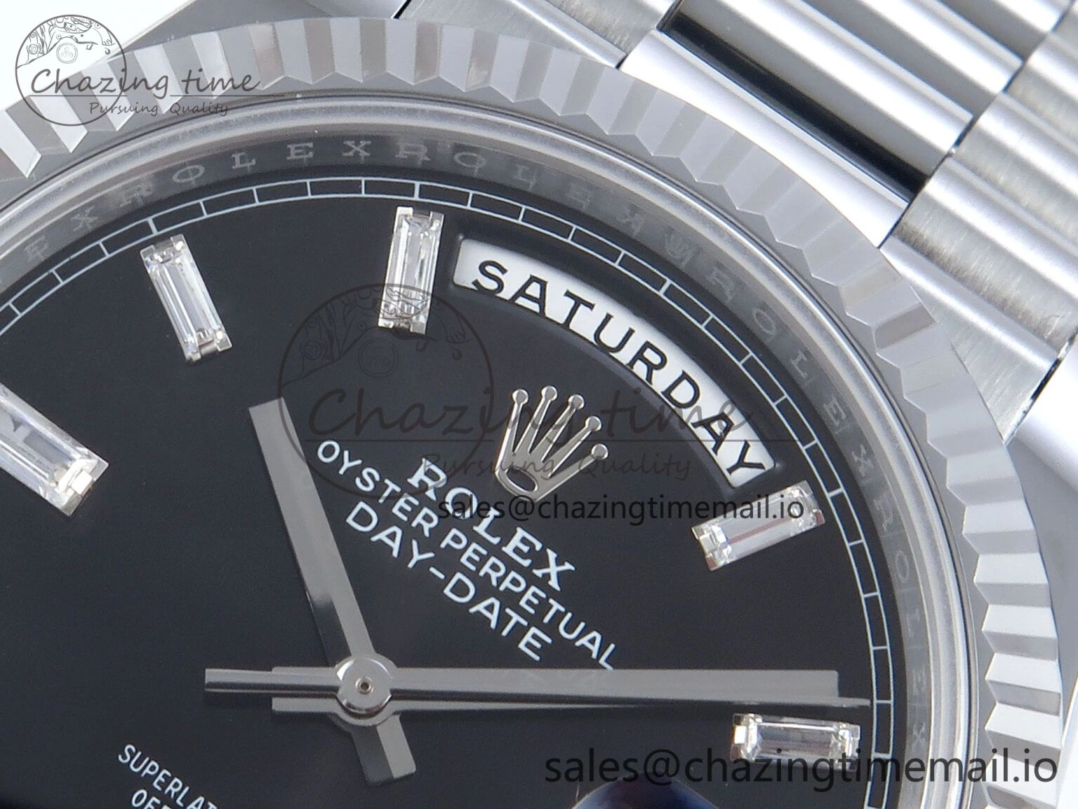 Soft Day Date 40 SS 228239 Noob 1:1 Best Edition Black Crystal Dial on President Bracelet A2836 (Gain Weight) 807