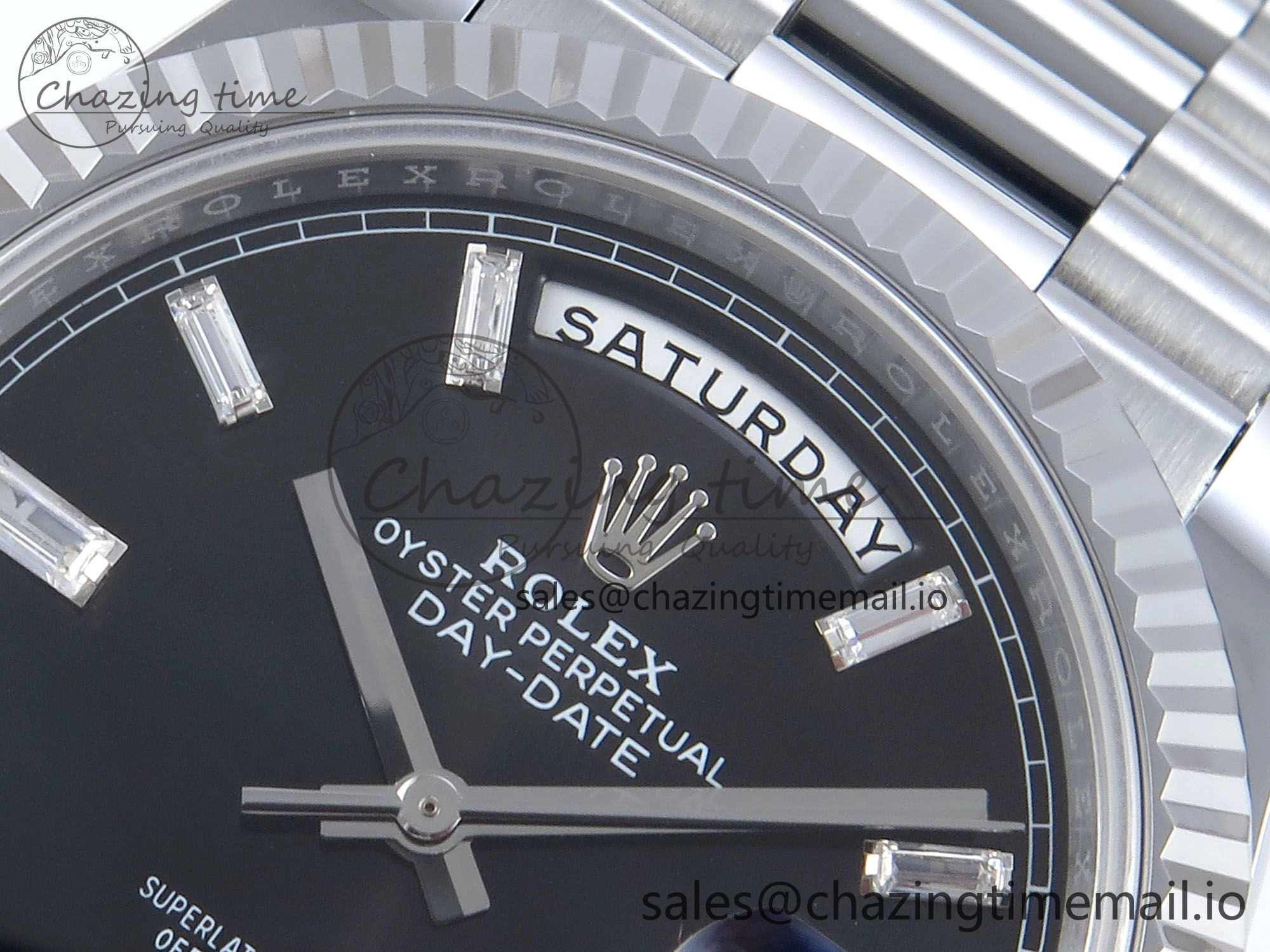 Soft Day Date 40 SS 228239 Noob 1:1 Best Edition Black Crystal Dial on President Bracelet A2836 (Gain Weight) 807