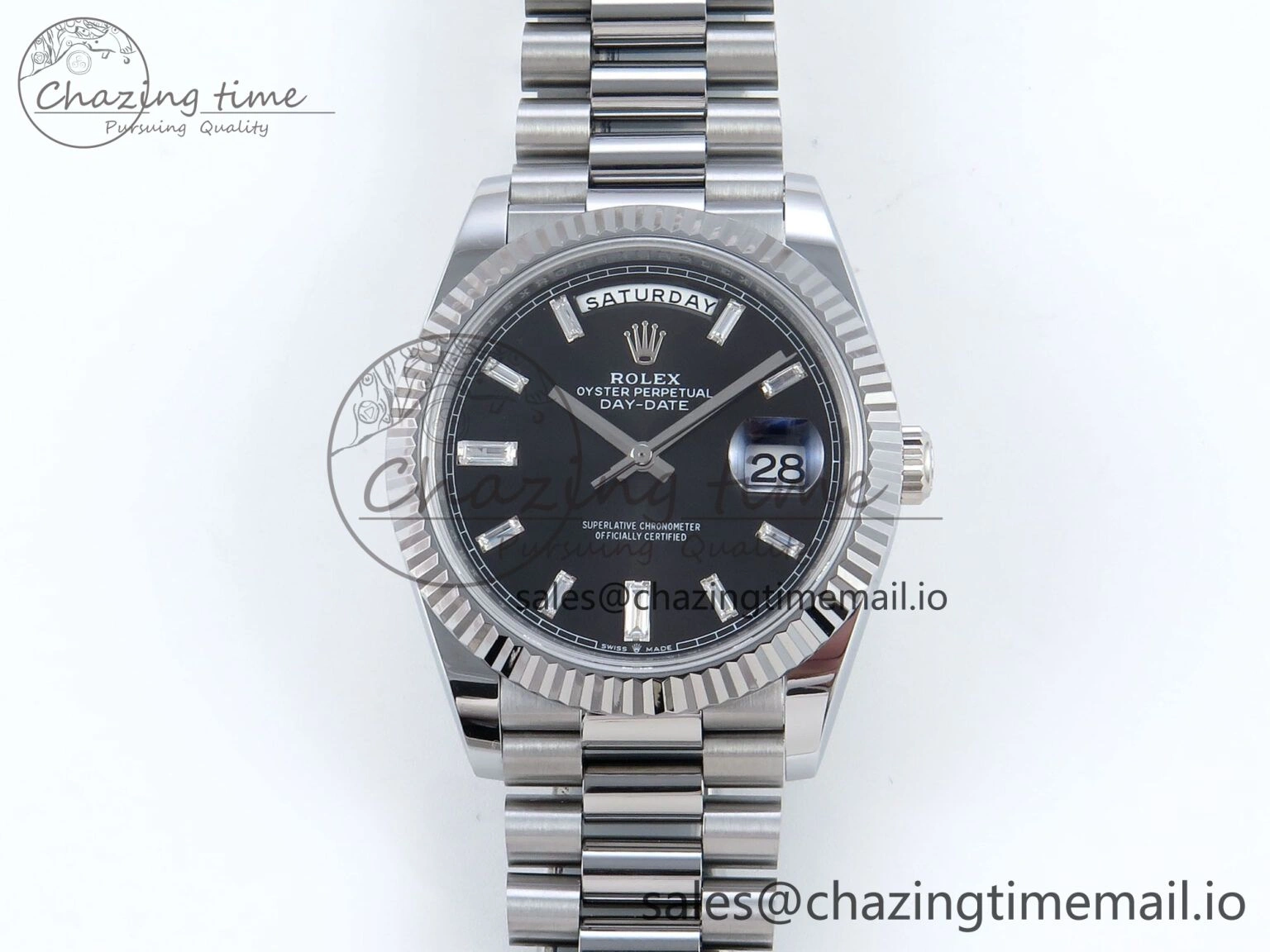 Soft Day Date 40 SS 228239 Noob 1:1 Best Edition Black Crystal Dial on President Bracelet A2836 (Gain Weight) 807