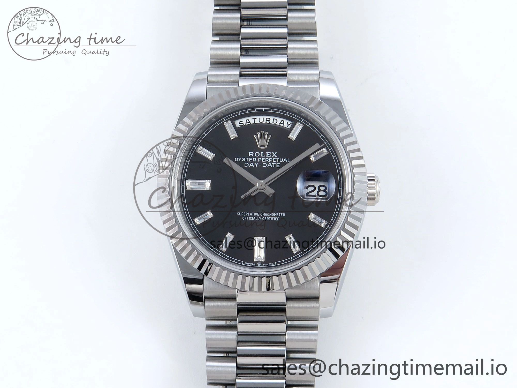 Soft Day Date 40 SS 228239 Noob 1:1 Best Edition Black Crystal Dial on President Bracelet A2836 (Gain Weight) 807