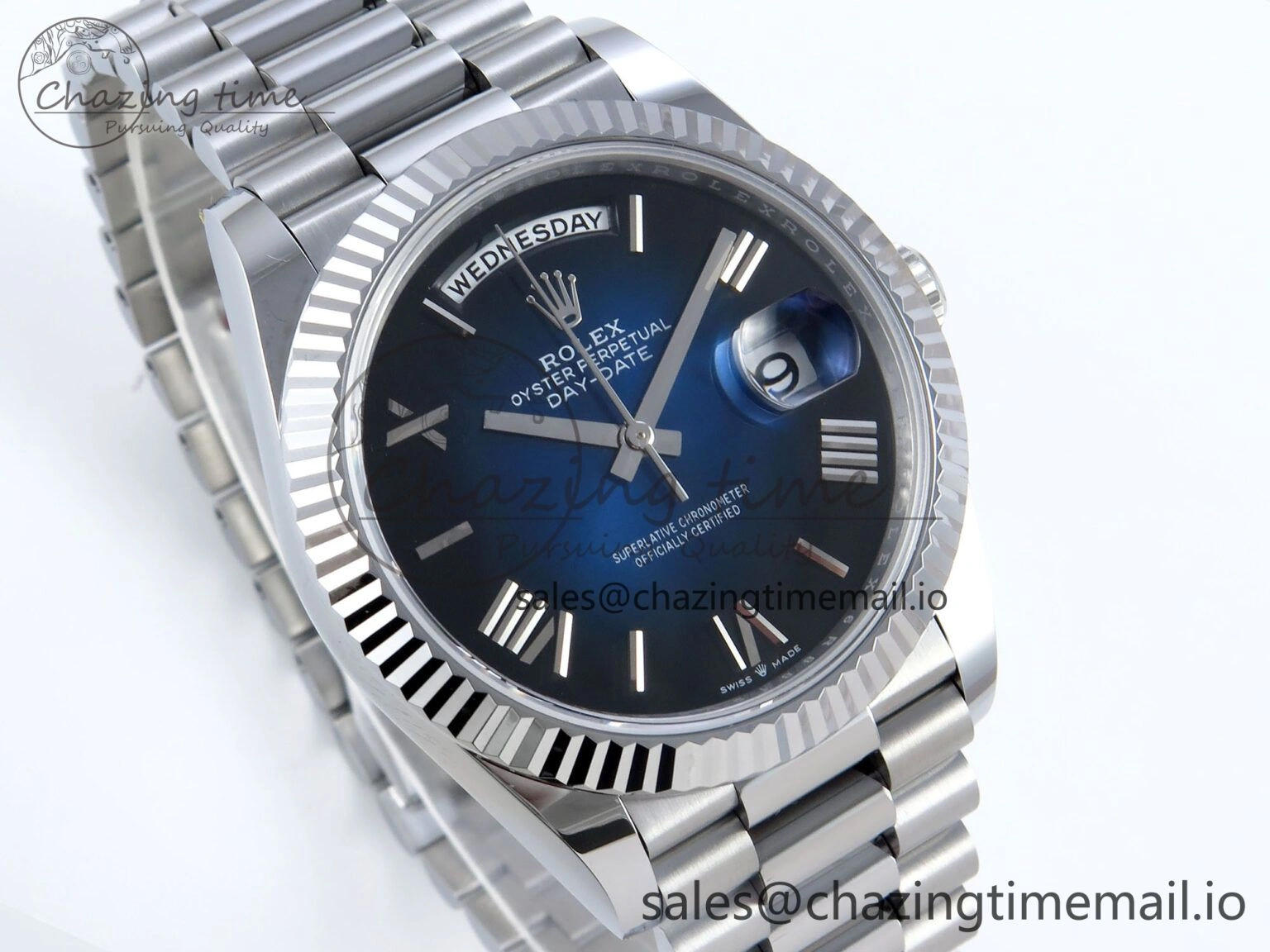 FashionForward Day Date 40 SS 228239 Noob 1:1 Best Edition Blue Ombre Roman Dial on President Bracelet A2836 (Gain Weight) 811