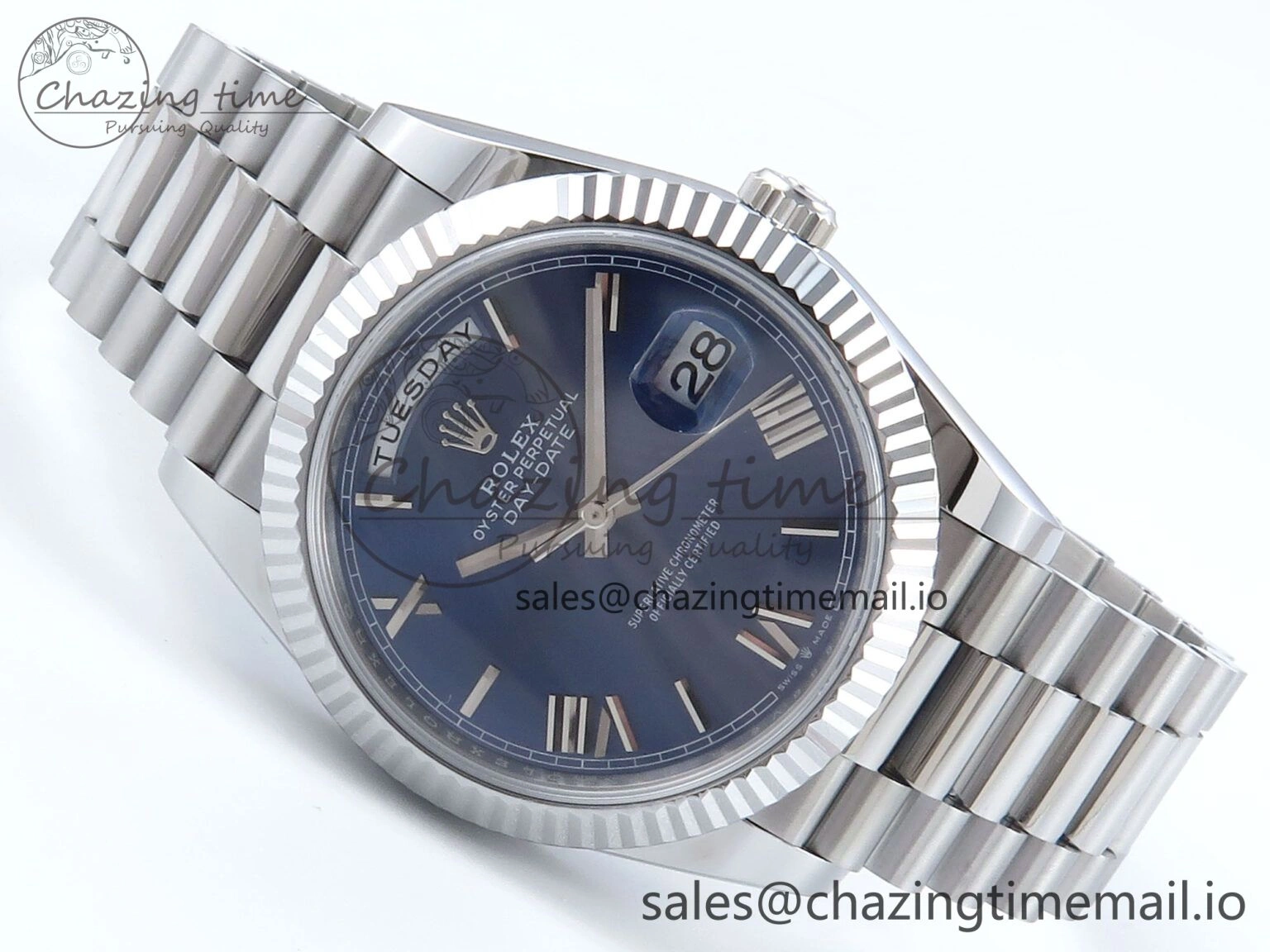 Day Date 40 SS 228239 Noob 1:1 Best Edition Blue Roman Dial on President Bracelet A2836 (Gain Weight) Stylish 812