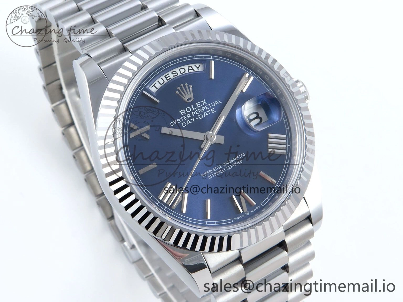 Day Date 40 SS 228239 Noob 1:1 Best Edition Blue Roman Dial on President Bracelet A2836 (Gain Weight) Stylish 812