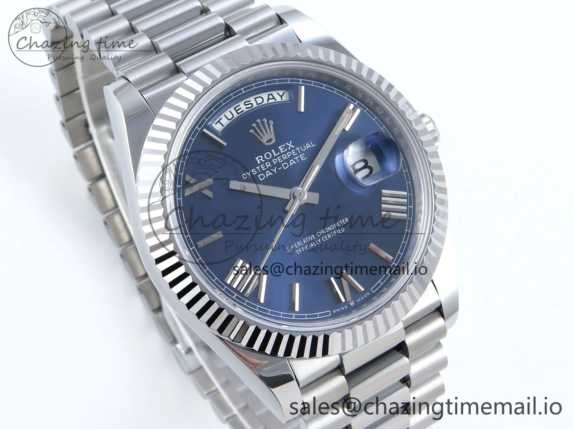 Day Date 40 SS 228239 Noob 1:1 Best Edition Blue Roman Dial on President Bracelet A2836 (Gain Weight) Stylish 812