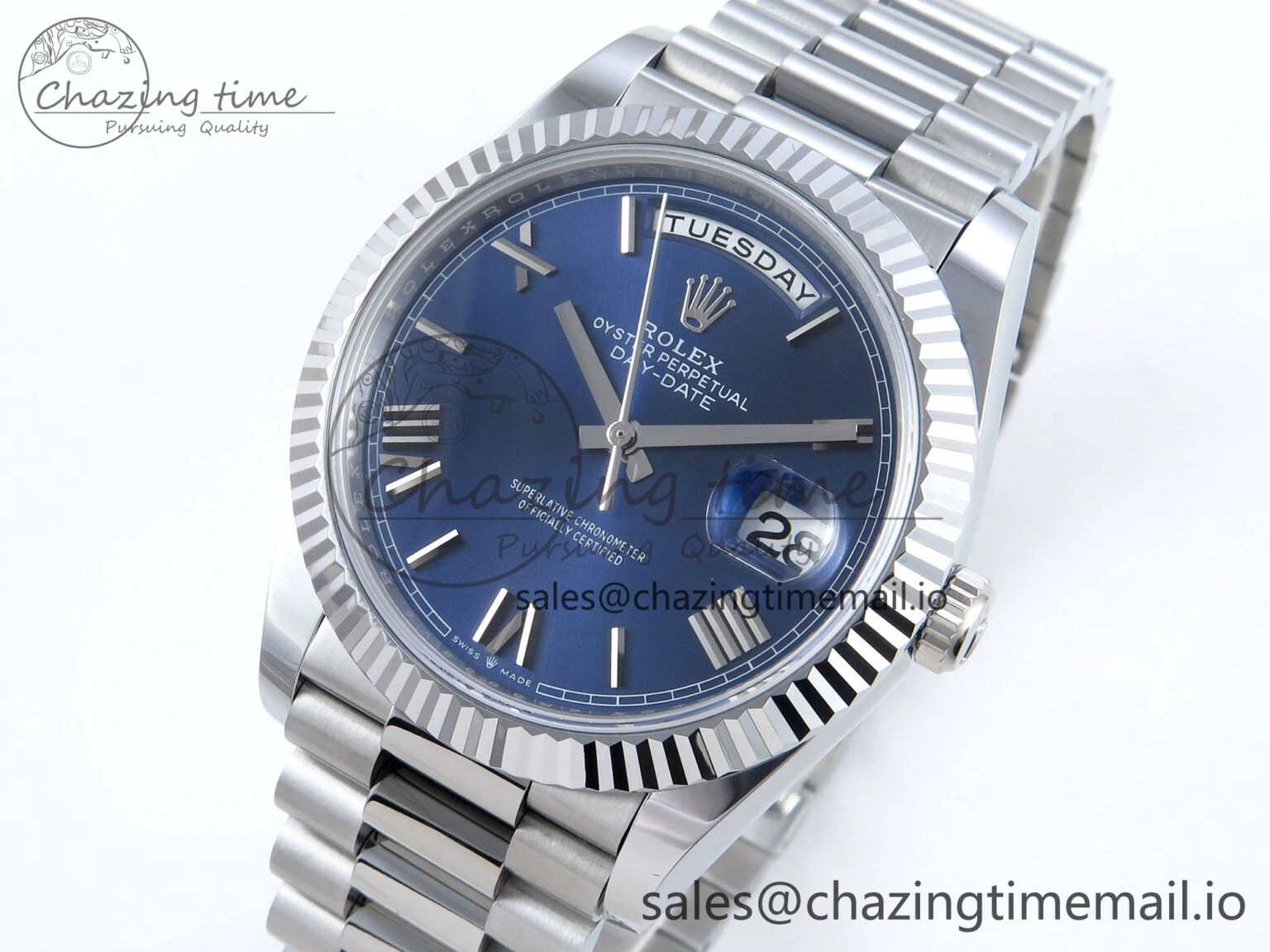 Day Date 40 SS 228239 Noob 1:1 Best Edition Blue Roman Dial on President Bracelet A2836 (Gain Weight) Stylish 812