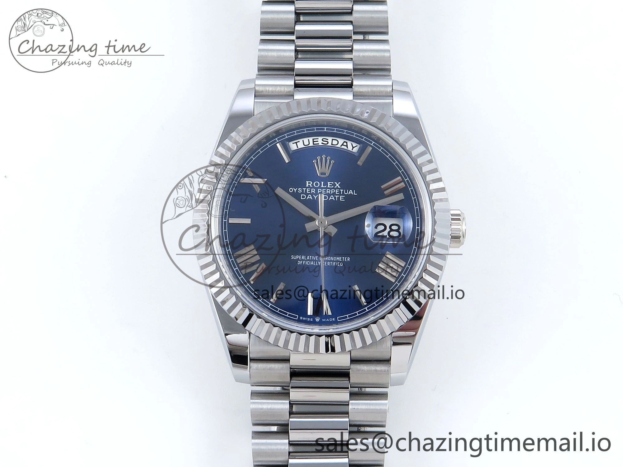 Day Date 40 SS 228239 Noob 1:1 Best Edition Blue Roman Dial on President Bracelet A2836 (Gain Weight) Stylish 812