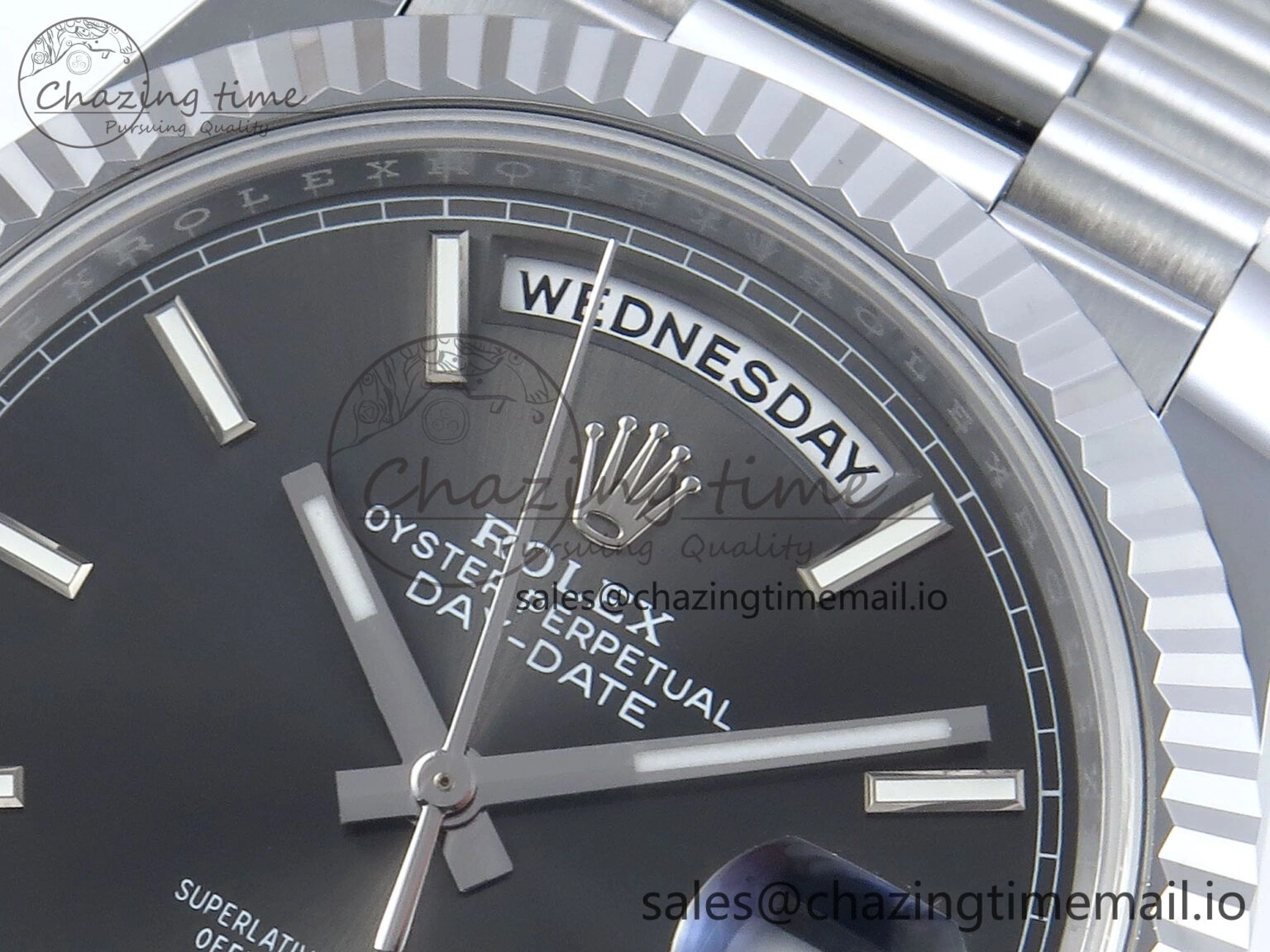 Breathable Day Date 40 SS 228239 Noob 1:1 Best Edition Gray Stick Dial on President Bracelet A2836 (Gain Weight) 806