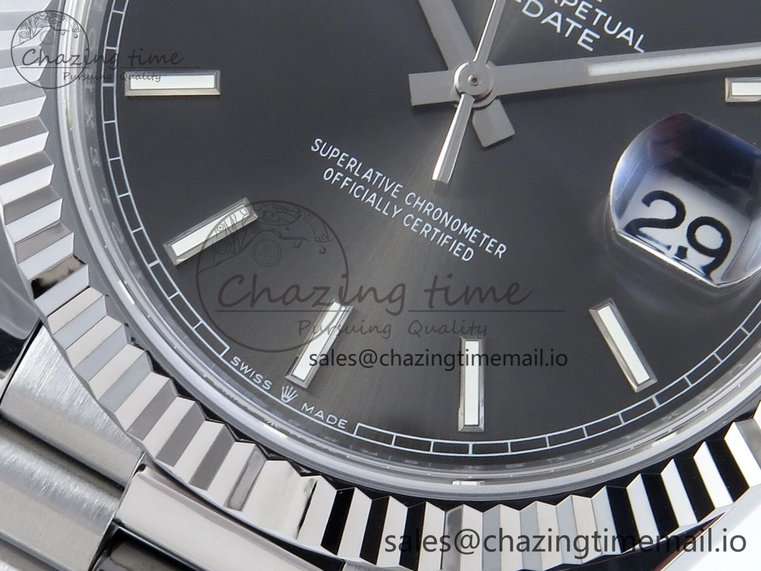 Breathable Day Date 40 SS 228239 Noob 1:1 Best Edition Gray Stick Dial on President Bracelet A2836 (Gain Weight) 806