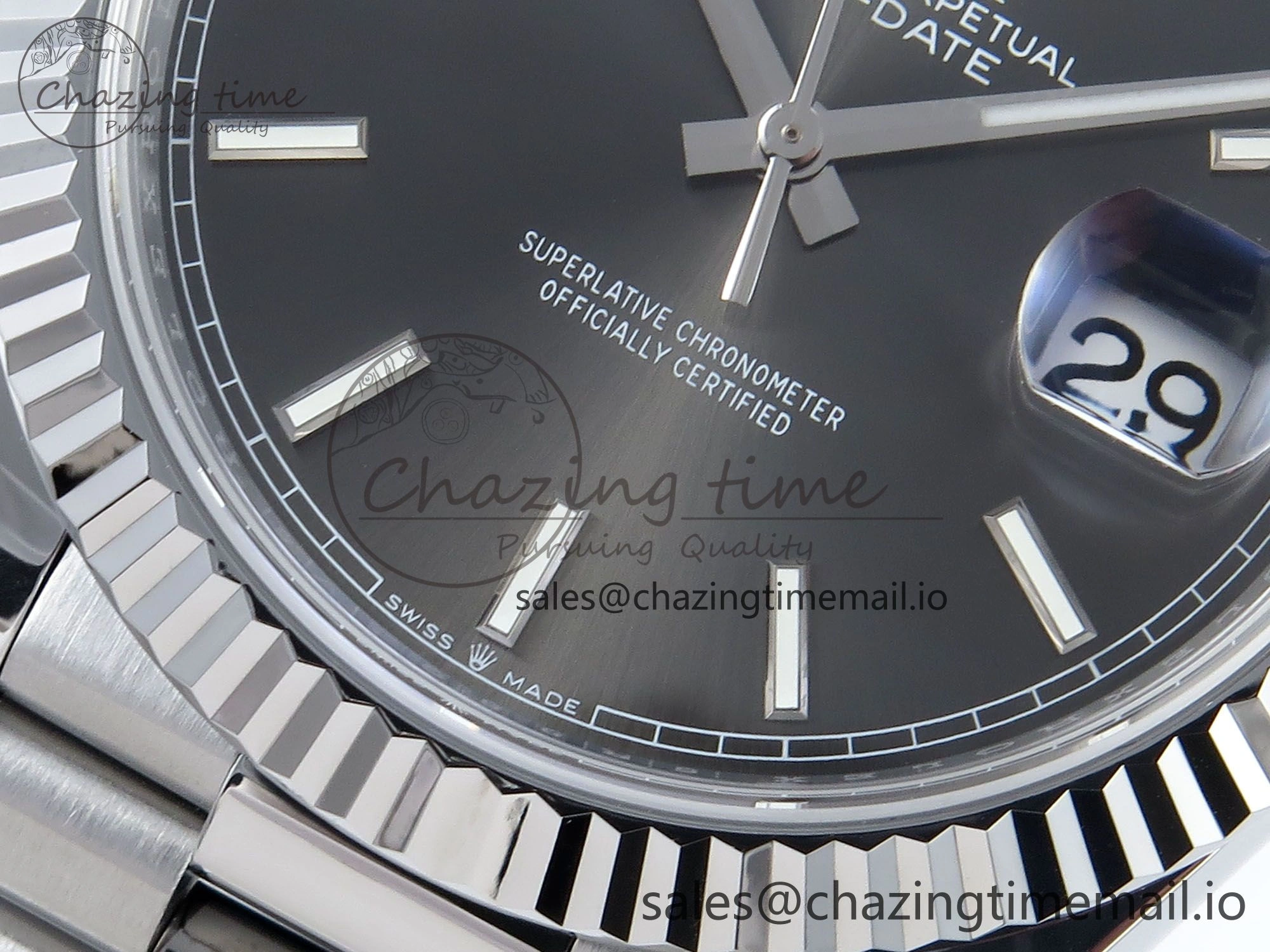 Breathable Day Date 40 SS 228239 Noob 1:1 Best Edition Gray Stick Dial on President Bracelet A2836 (Gain Weight) 806