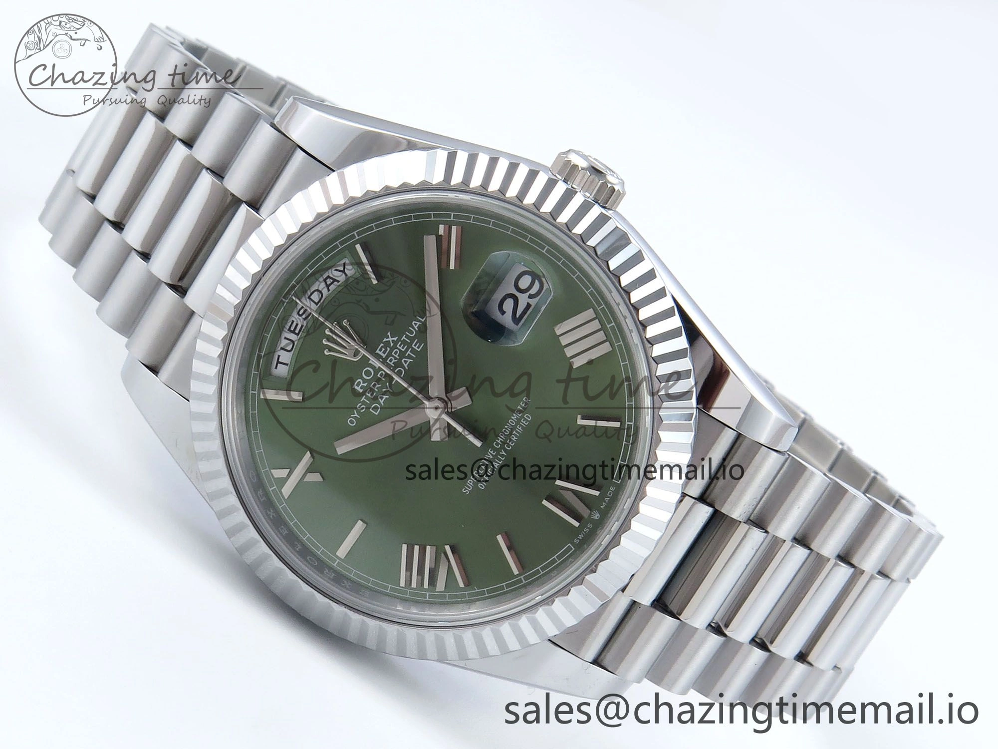 Lightweight Day Date 40 SS 228239 Noob 1:1 Best Edition Green Roman Dial on President Bracelet A2836 (Gain Weight) 810