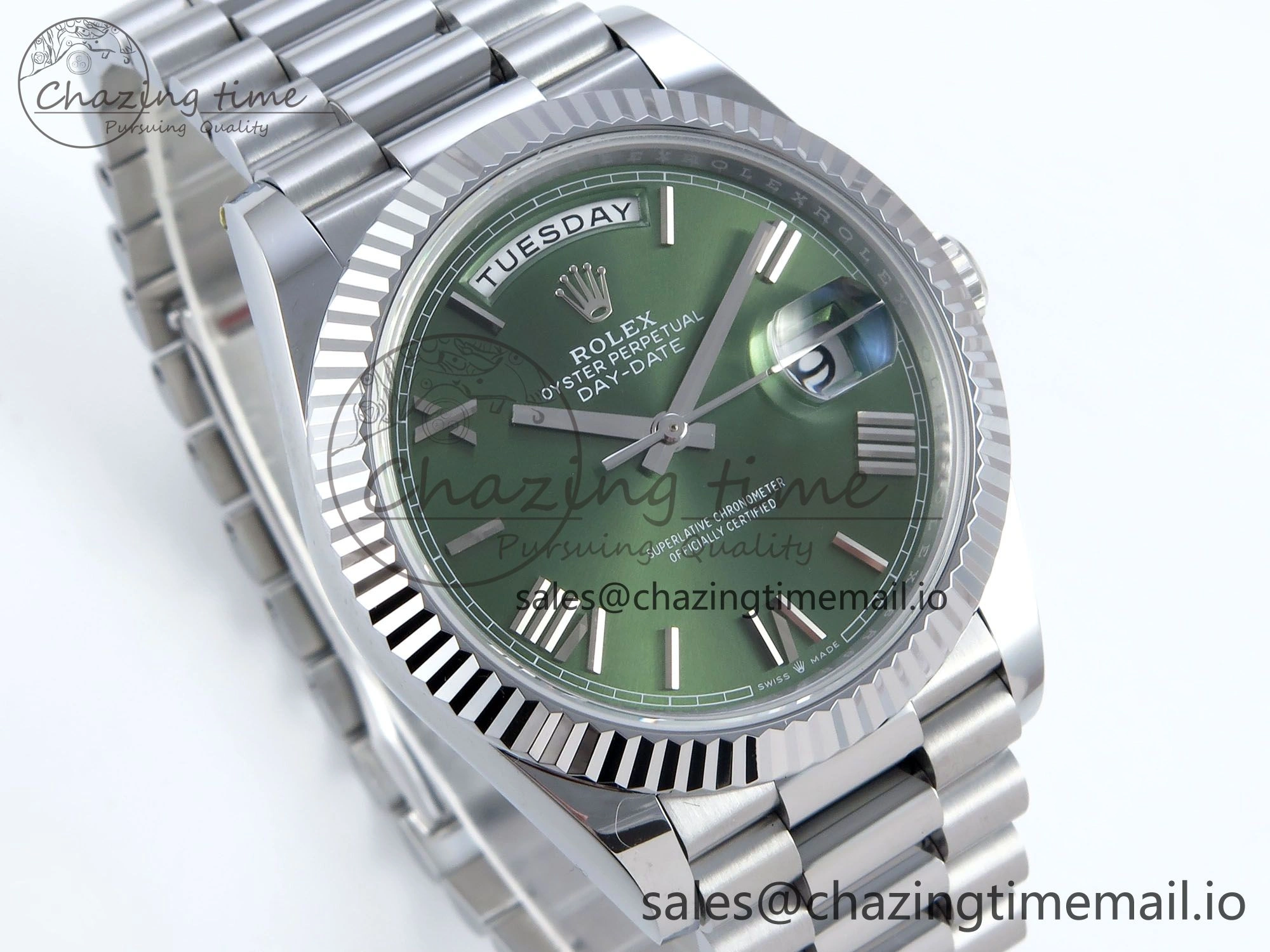 Lightweight Day Date 40 SS 228239 Noob 1:1 Best Edition Green Roman Dial on President Bracelet A2836 (Gain Weight) 810