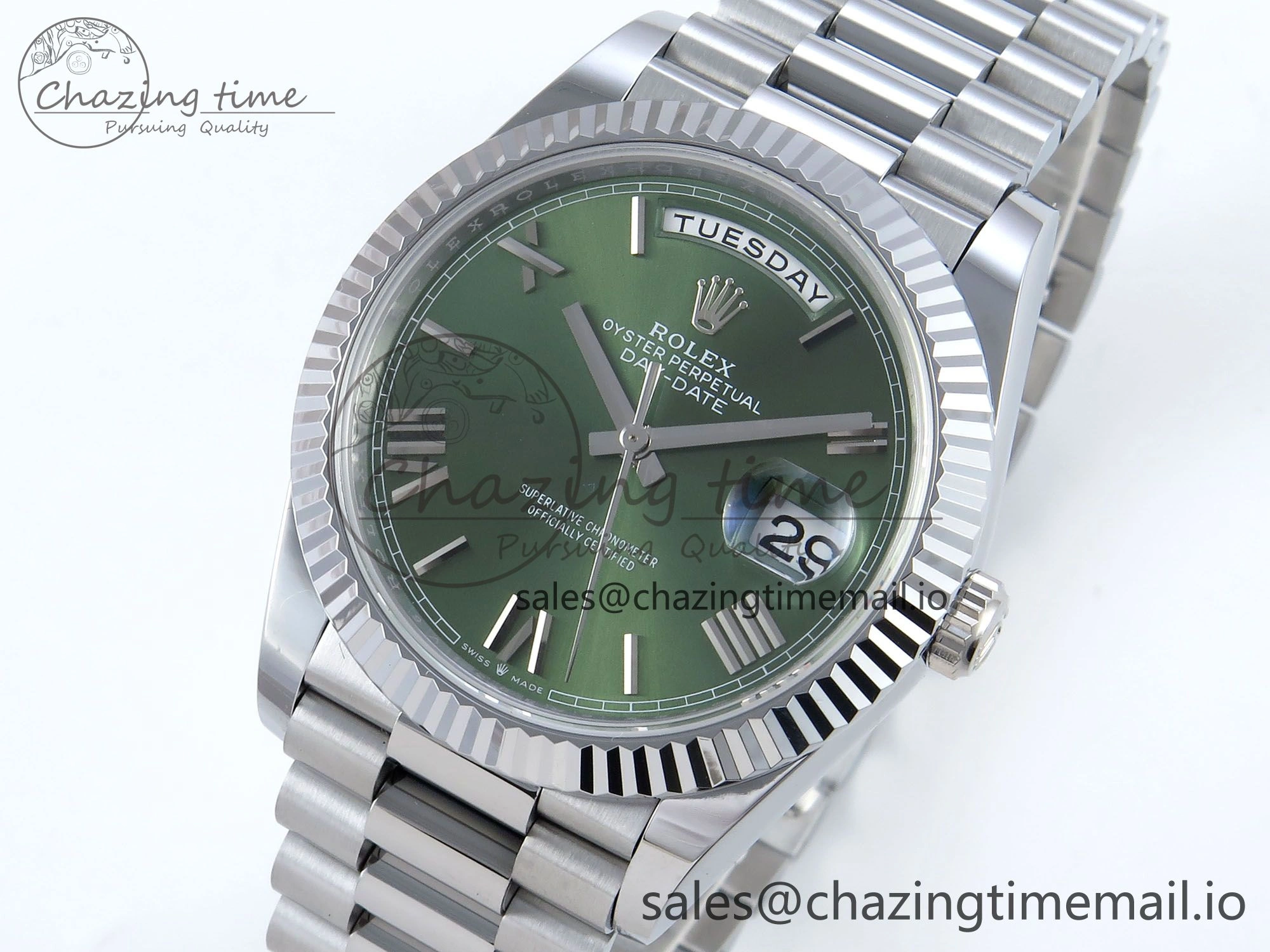 Lightweight Day Date 40 SS 228239 Noob 1:1 Best Edition Green Roman Dial on President Bracelet A2836 (Gain Weight) 810