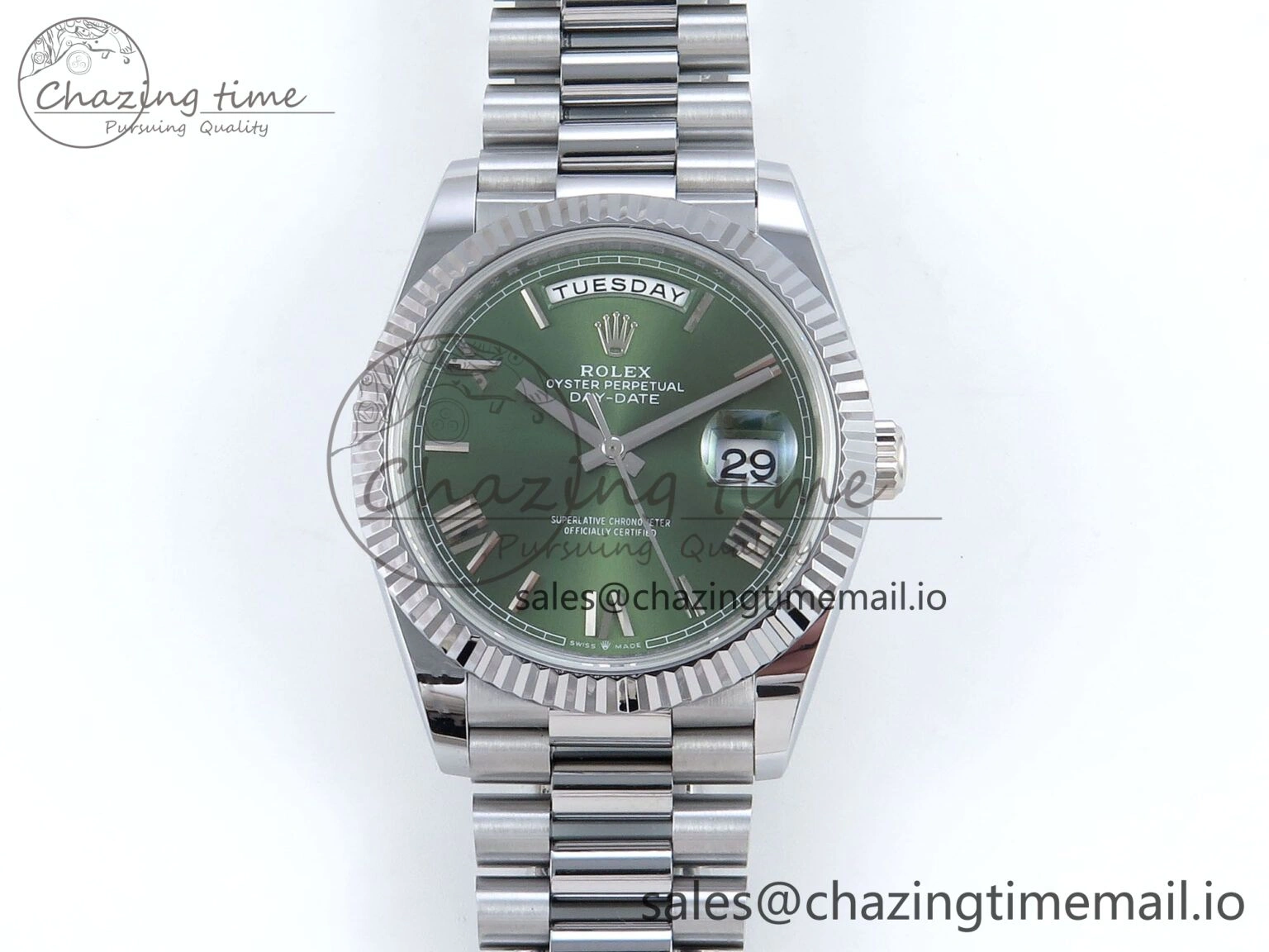 Lightweight Day Date 40 SS 228239 Noob 1:1 Best Edition Green Roman Dial on President Bracelet A2836 (Gain Weight) 810