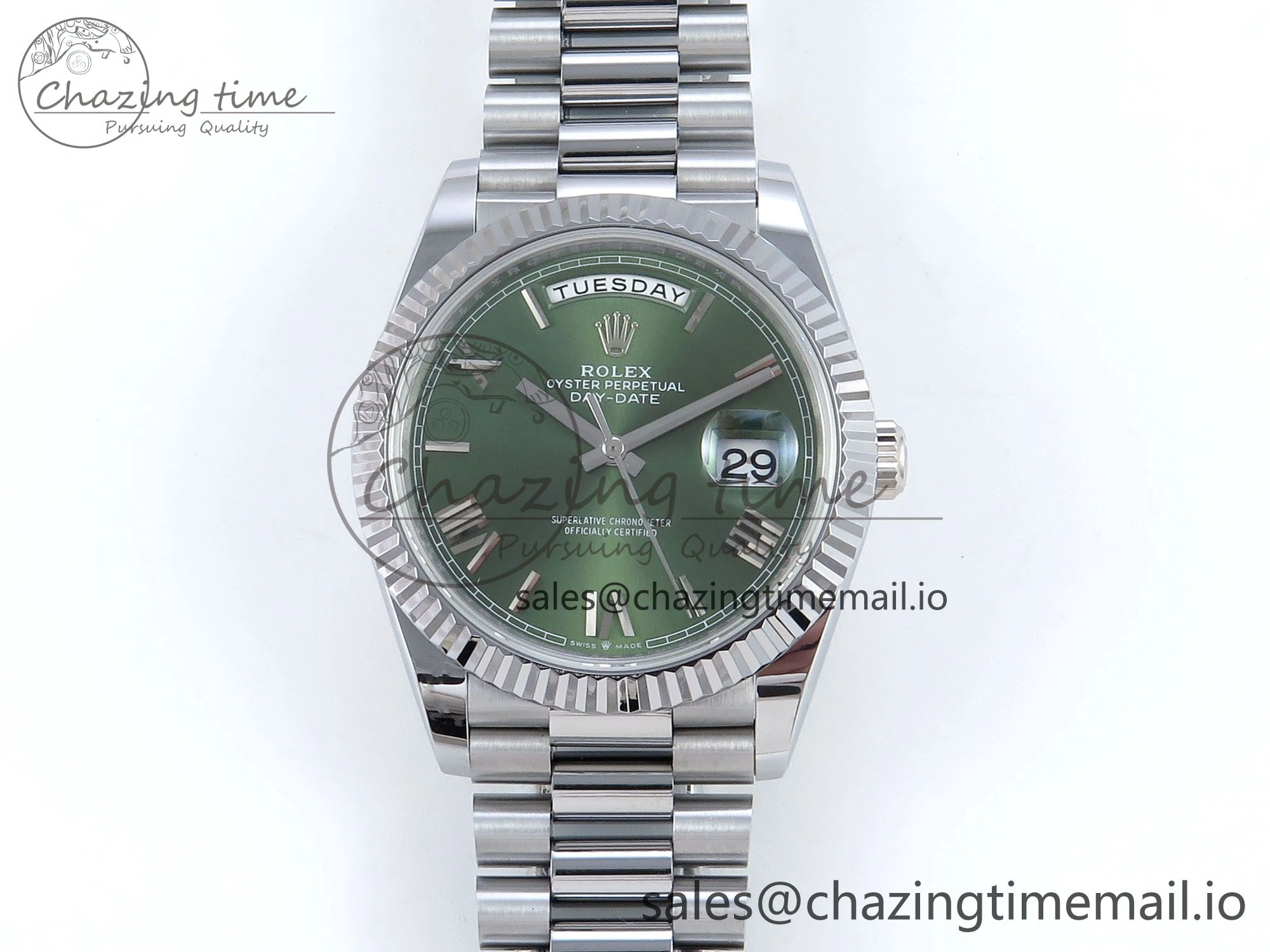 Lightweight Day Date 40 SS 228239 Noob 1:1 Best Edition Green Roman Dial on President Bracelet A2836 (Gain Weight) 810