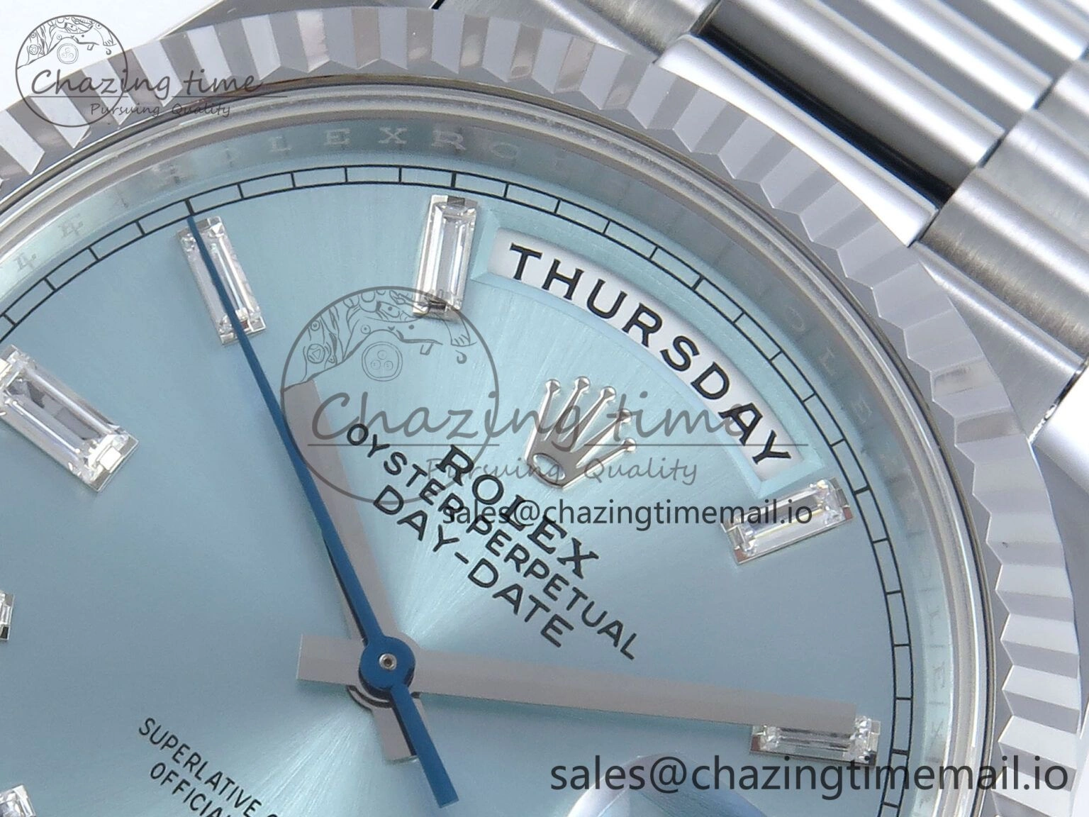 TechFriendly Day Date 40 SS 228239 Noob 1:1 Best Edition Ice Blue Crystal Dial on President Bracelet A2836 (Gain Weight) 805