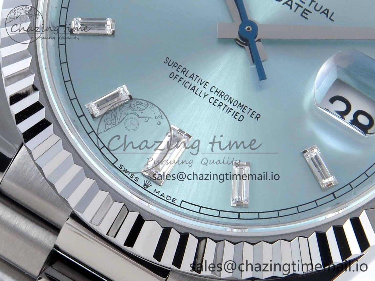 TechFriendly Day Date 40 SS 228239 Noob 1:1 Best Edition Ice Blue Crystal Dial on President Bracelet A2836 (Gain Weight) 805