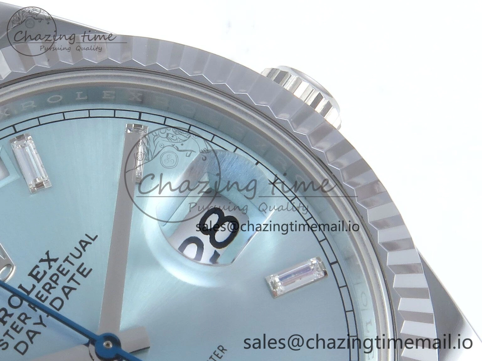 TechFriendly Day Date 40 SS 228239 Noob 1:1 Best Edition Ice Blue Crystal Dial on President Bracelet A2836 (Gain Weight) 805