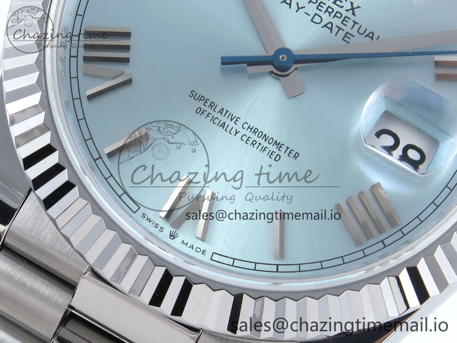 Durable Day Date 40 SS 228239 Noob 1:1 Best Edition Ice Blue Roman Dial on President Bracelet A2836 (Gain Weight) 808