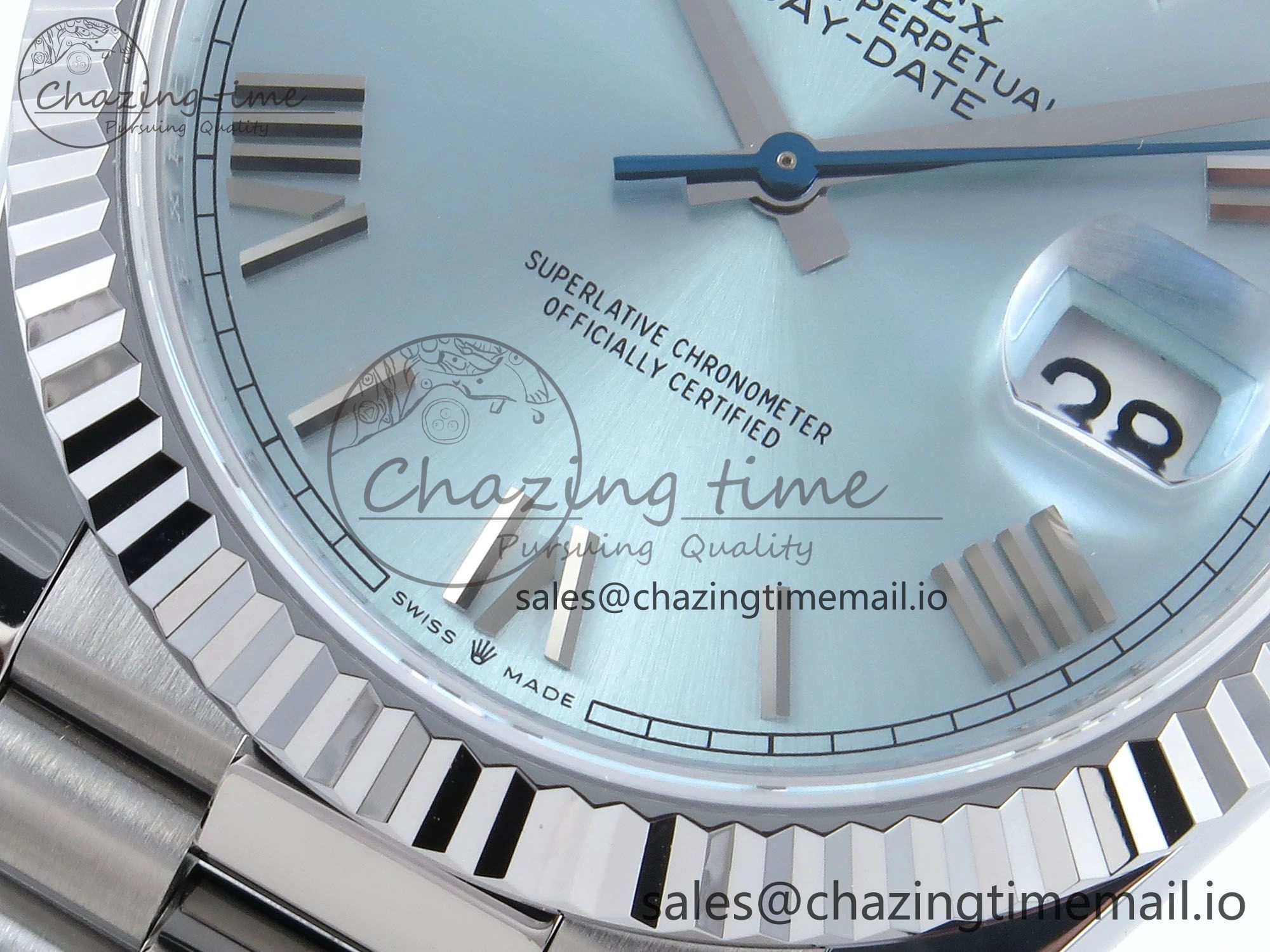 Durable Day Date 40 SS 228239 Noob 1:1 Best Edition Ice Blue Roman Dial on President Bracelet A2836 (Gain Weight) 808