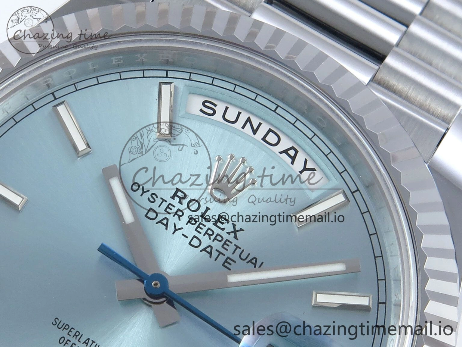 Day Date 40 SS 228239 Noob 1:1 Best Edition Ice Blue Stick Dial on President Bracelet A2836 (Gain Weight) TravelReady 809