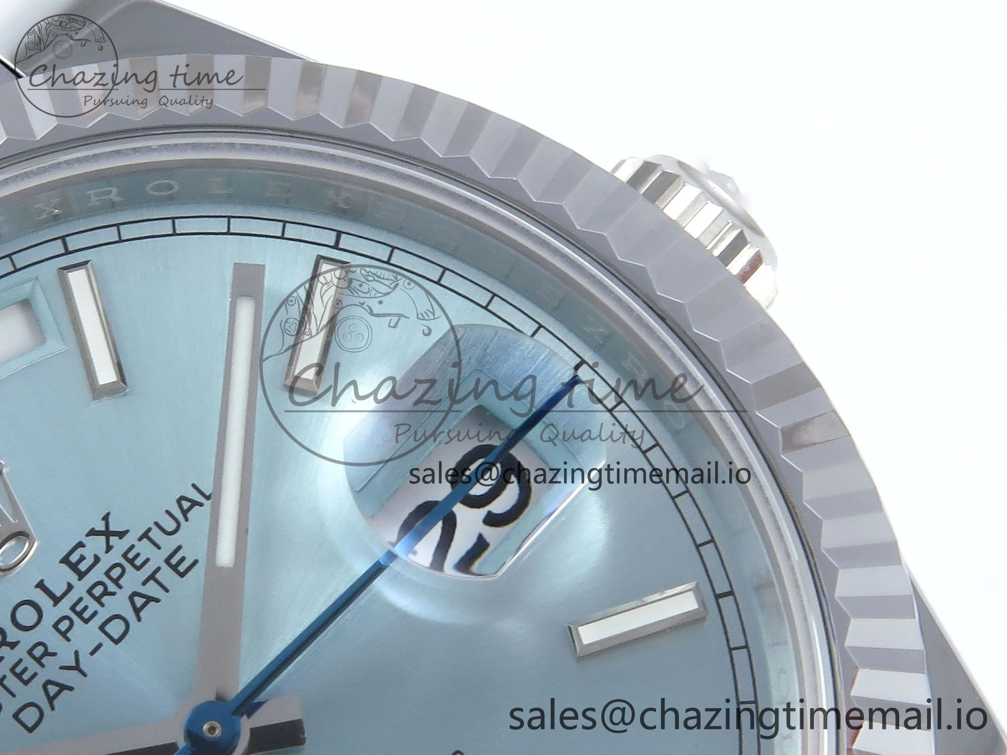 Day Date 40 SS 228239 Noob 1:1 Best Edition Ice Blue Stick Dial on President Bracelet A2836 (Gain Weight) TravelReady 809