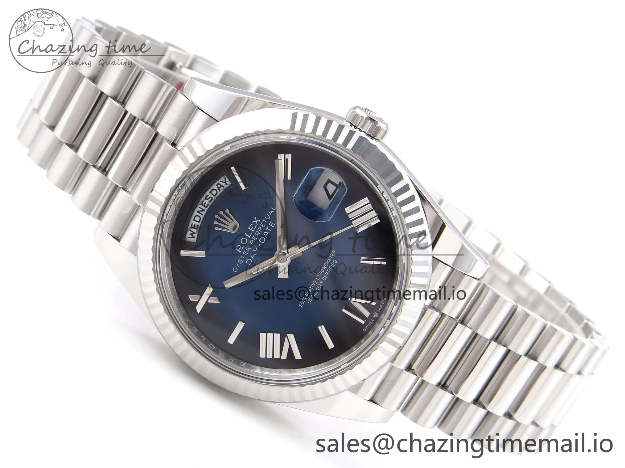 Flexible Day Date 40 SS 228239 THBF 1:1 Best Edition Blue Ombre Roman Dial on President Bracelet VR3255 (Gain Weight) 946