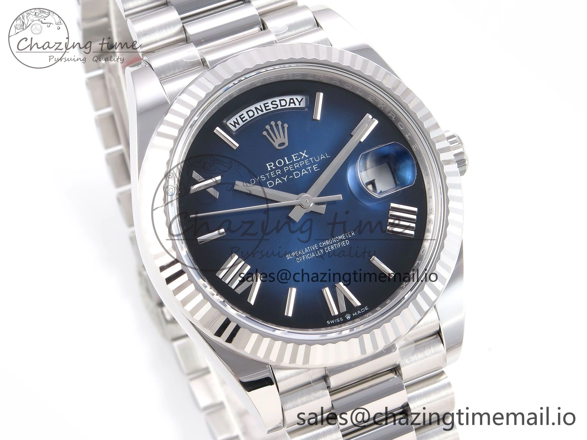 Flexible Day Date 40 SS 228239 THBF 1:1 Best Edition Blue Ombre Roman Dial on President Bracelet VR3255 (Gain Weight) 946