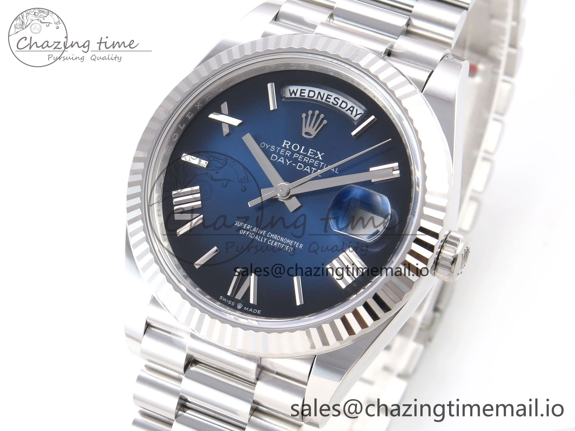 Flexible Day Date 40 SS 228239 THBF 1:1 Best Edition Blue Ombre Roman Dial on President Bracelet VR3255 (Gain Weight) 946