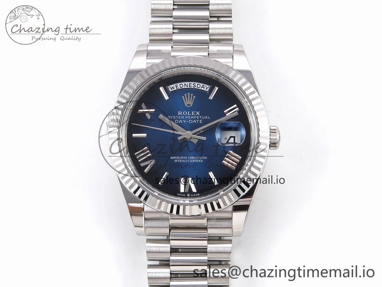 Flexible Day Date 40 SS 228239 THBF 1:1 Best Edition Blue Ombre Roman Dial on President Bracelet VR3255 (Gain Weight) 946