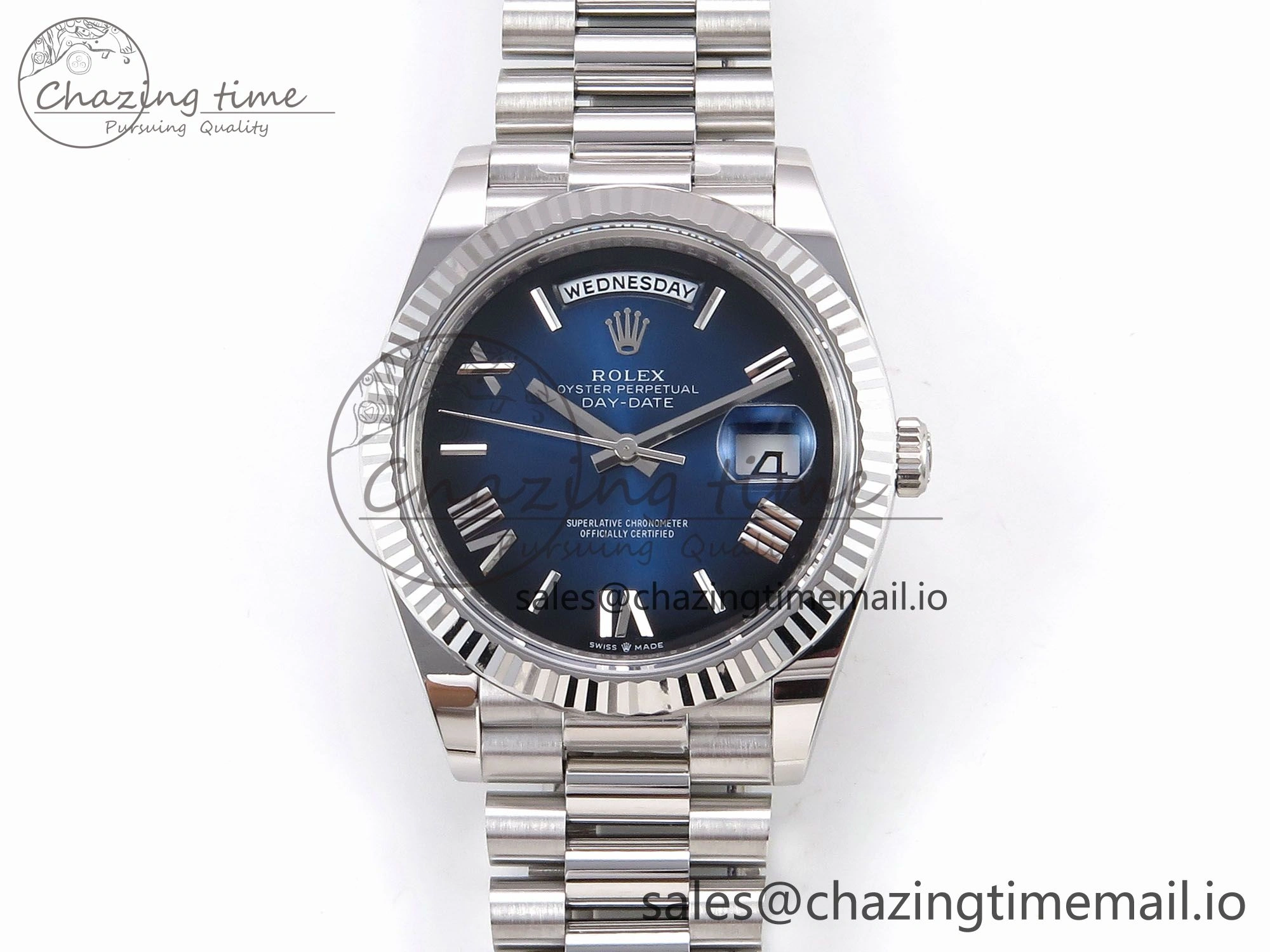 Flexible Day Date 40 SS 228239 THBF 1:1 Best Edition Blue Ombre Roman Dial on President Bracelet VR3255 (Gain Weight) 946