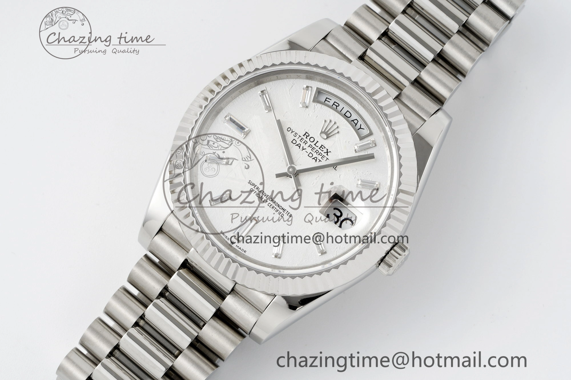 Day Date 40 SS 904L Steel JDF 1:1 Best Edition Meteorite Dial on SS Bracelet A ModernLook 2232