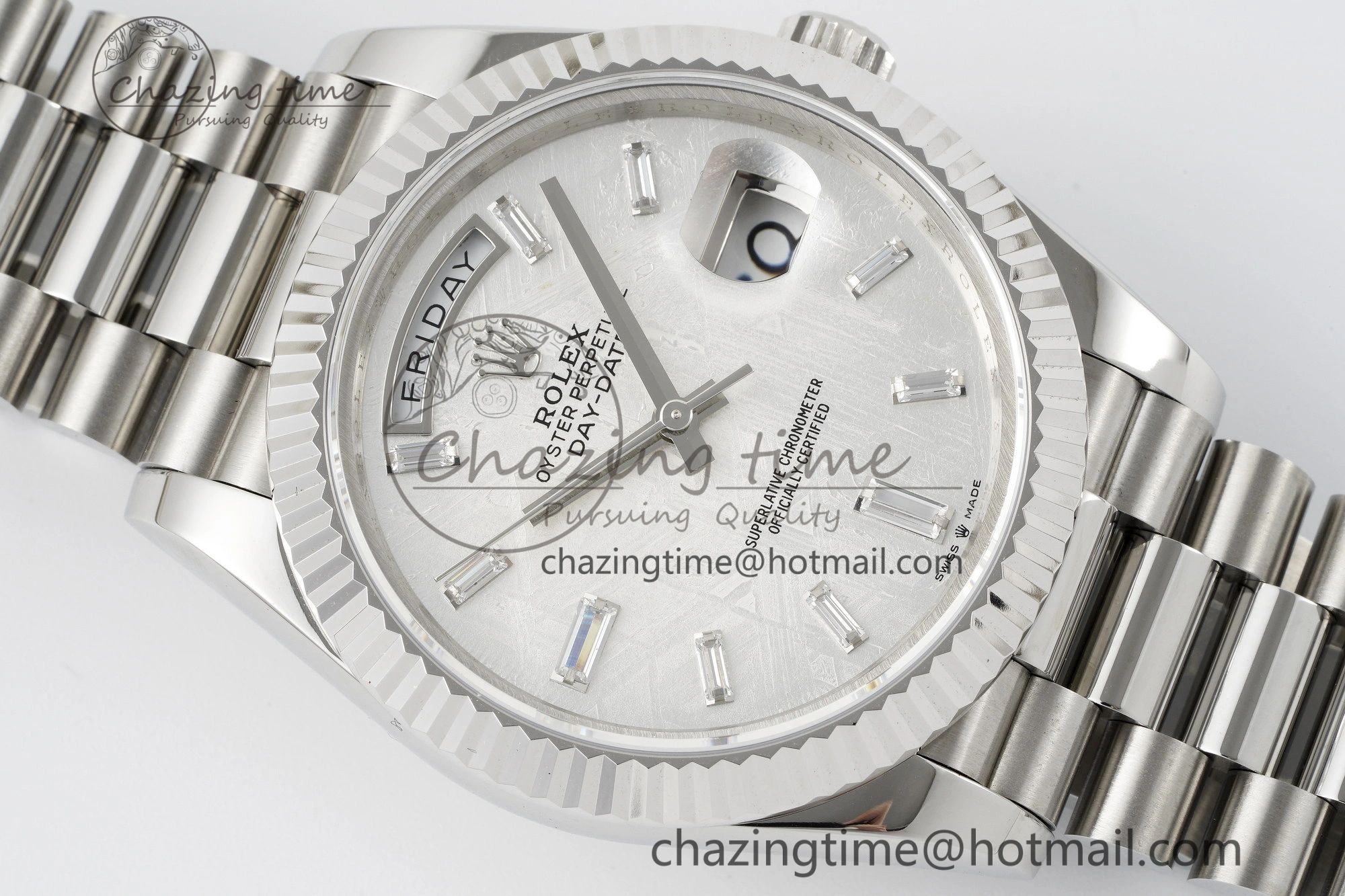 Day Date 40 SS 904L Steel JDF 1:1 Best Edition Meteorite Dial on SS Bracelet A ModernLook 2232