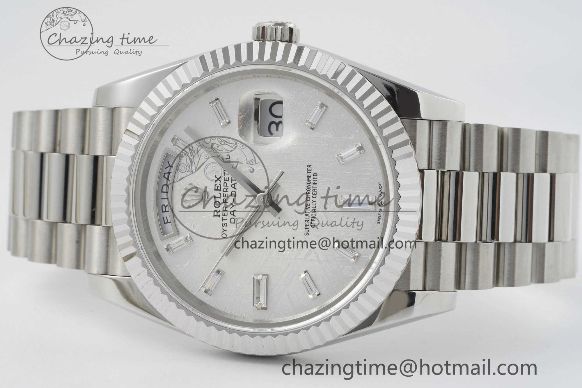 Day Date 40 SS 904L Steel JDF 1:1 Best Edition Meteorite Dial on SS Bracelet A ModernLook 2232