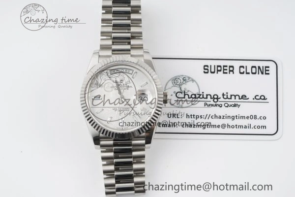 Day Date 40 SS 904L Steel JDF 1:1 Best Edition Meteorite Dial on SS Bracelet A ModernLook 2232